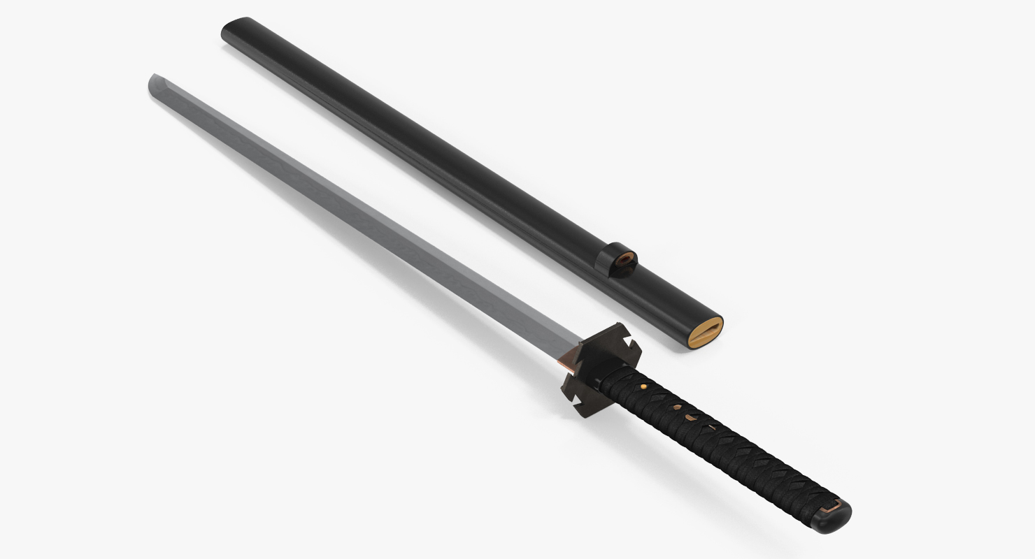 Short Japan Sword Ninjato Set 3D model