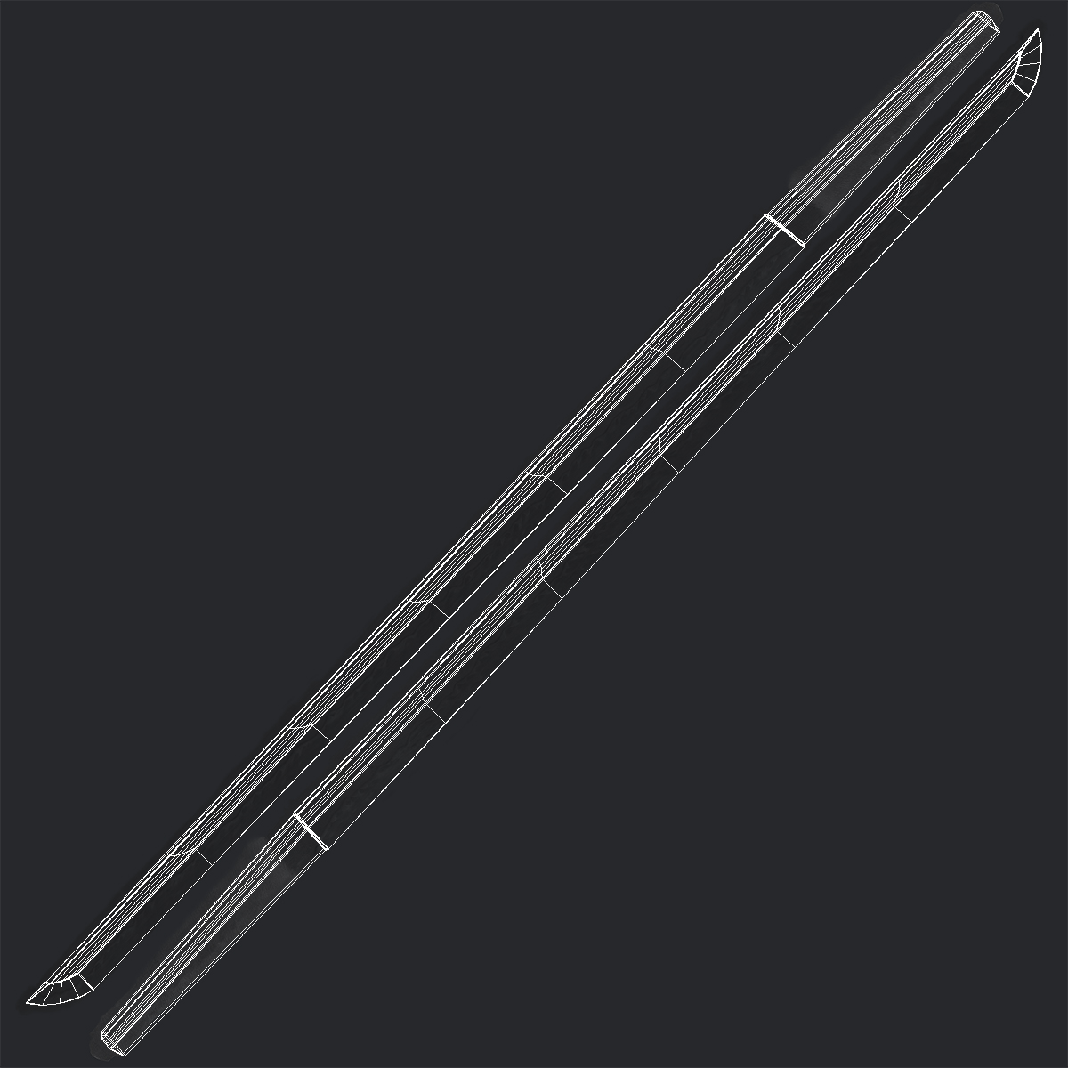 Short Japan Sword Ninjato Set 3D model