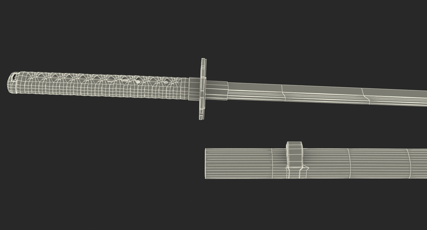 Short Japan Sword Ninjato Set 3D model