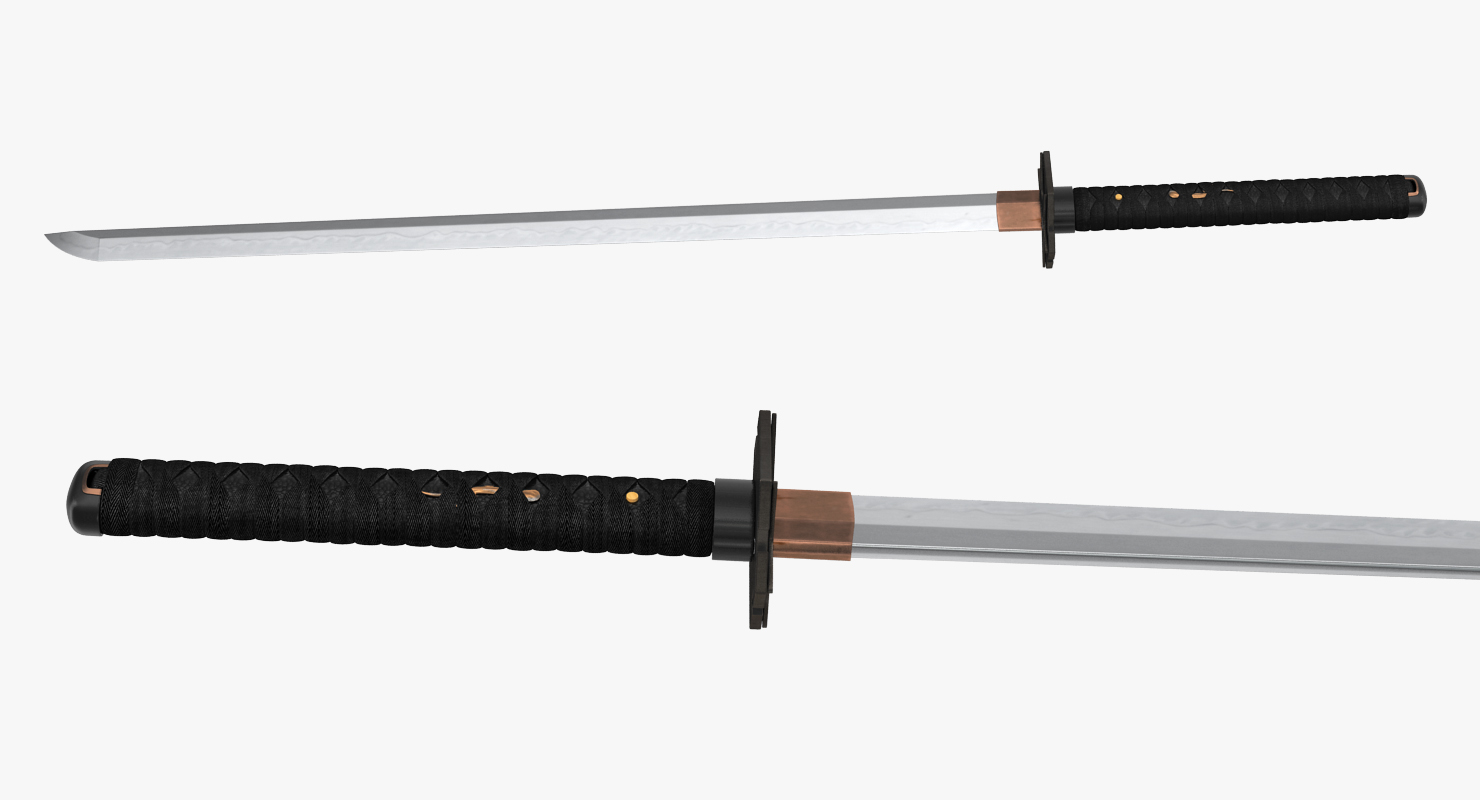 Short Japan Sword Ninjato Set 3D model