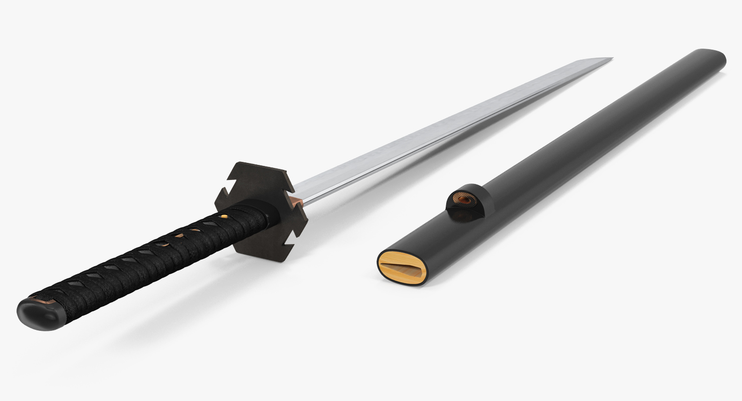 Short Japan Sword Ninjato Set 3D model