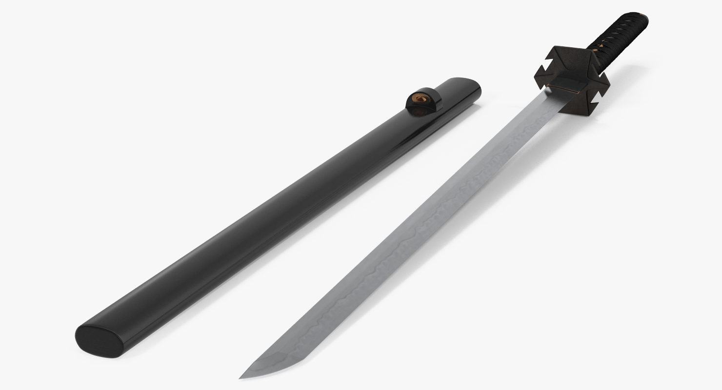 Short Japan Sword Ninjato Set 3D model