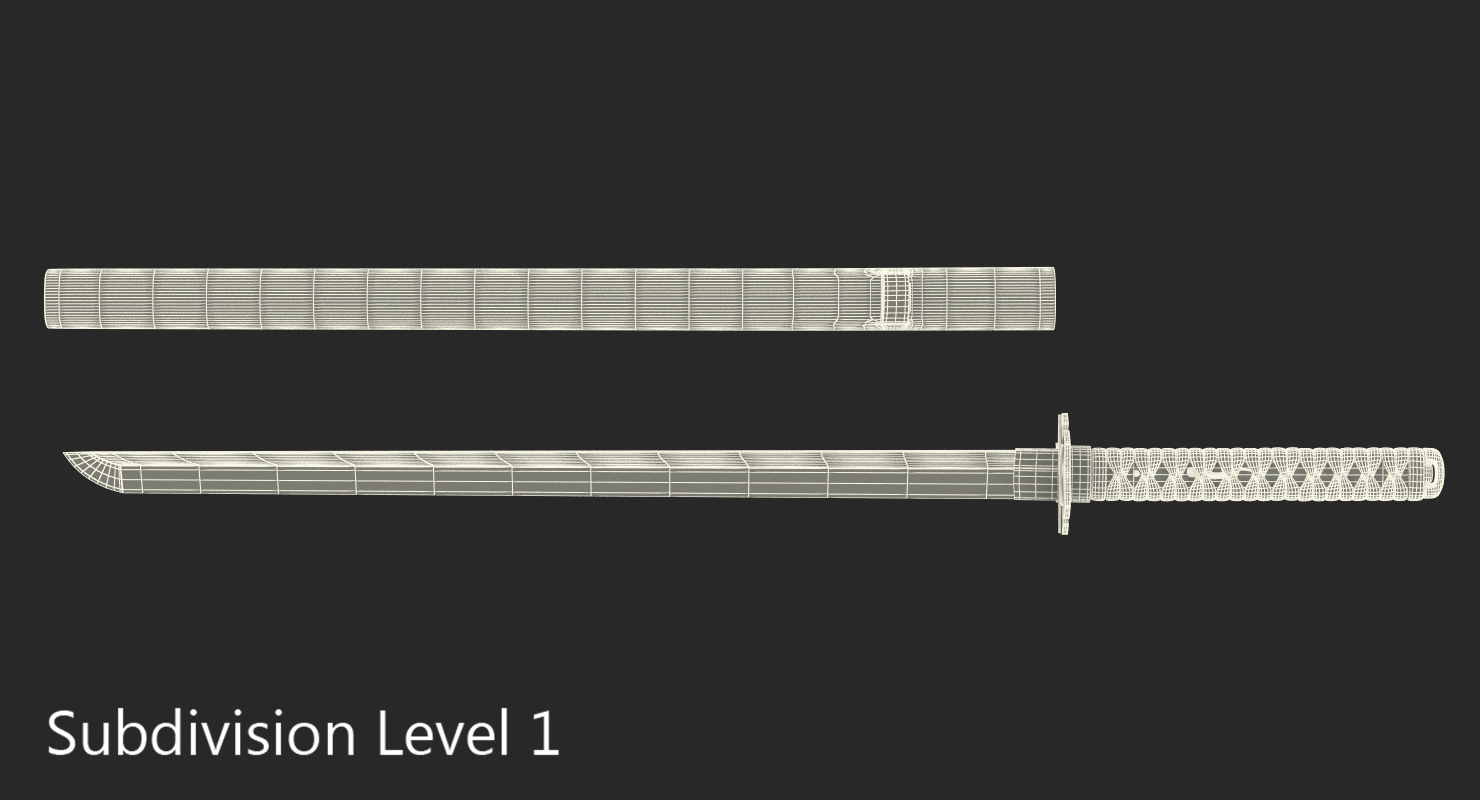 Short Japan Sword Ninjato Set 3D model