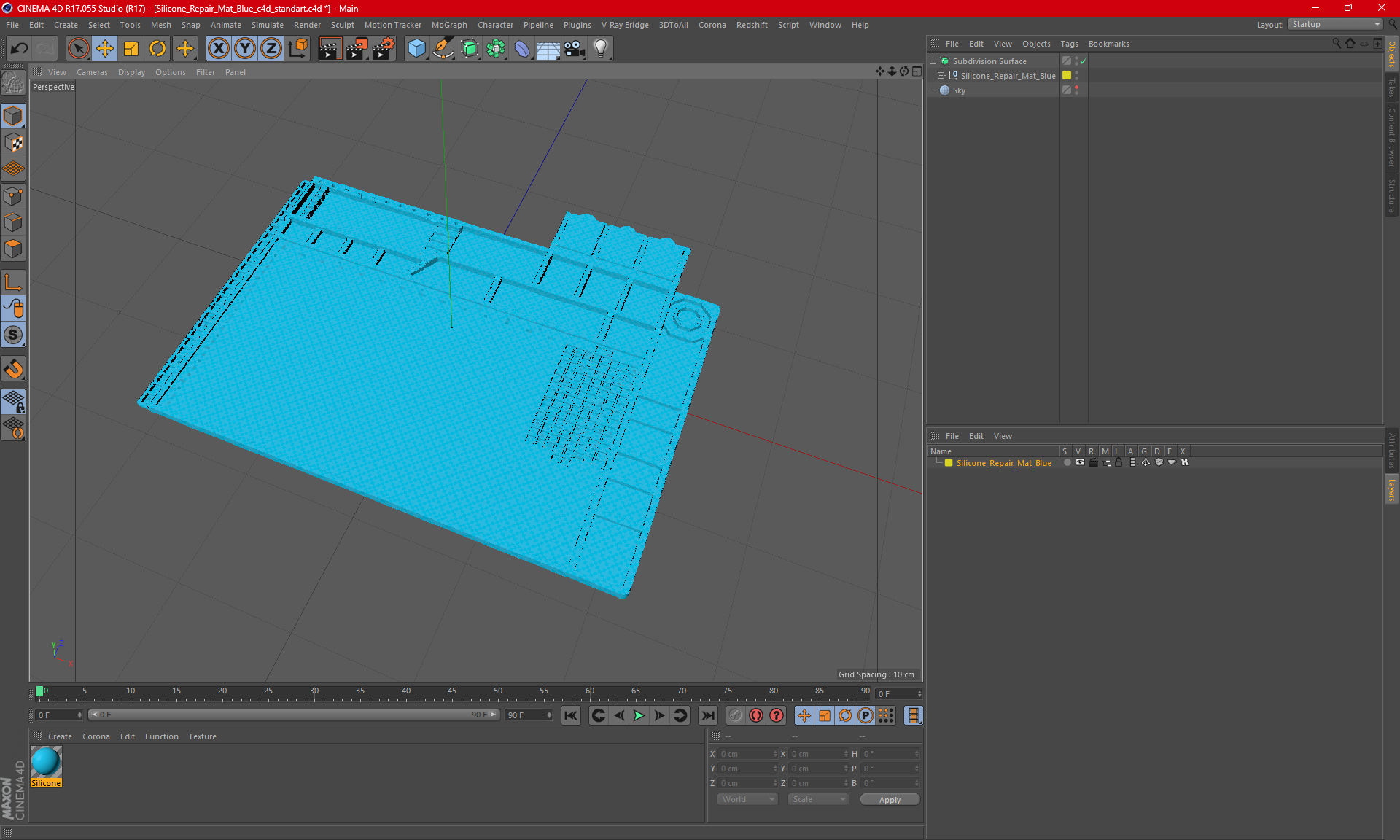 Silicone Repair Mat Blue 3D model