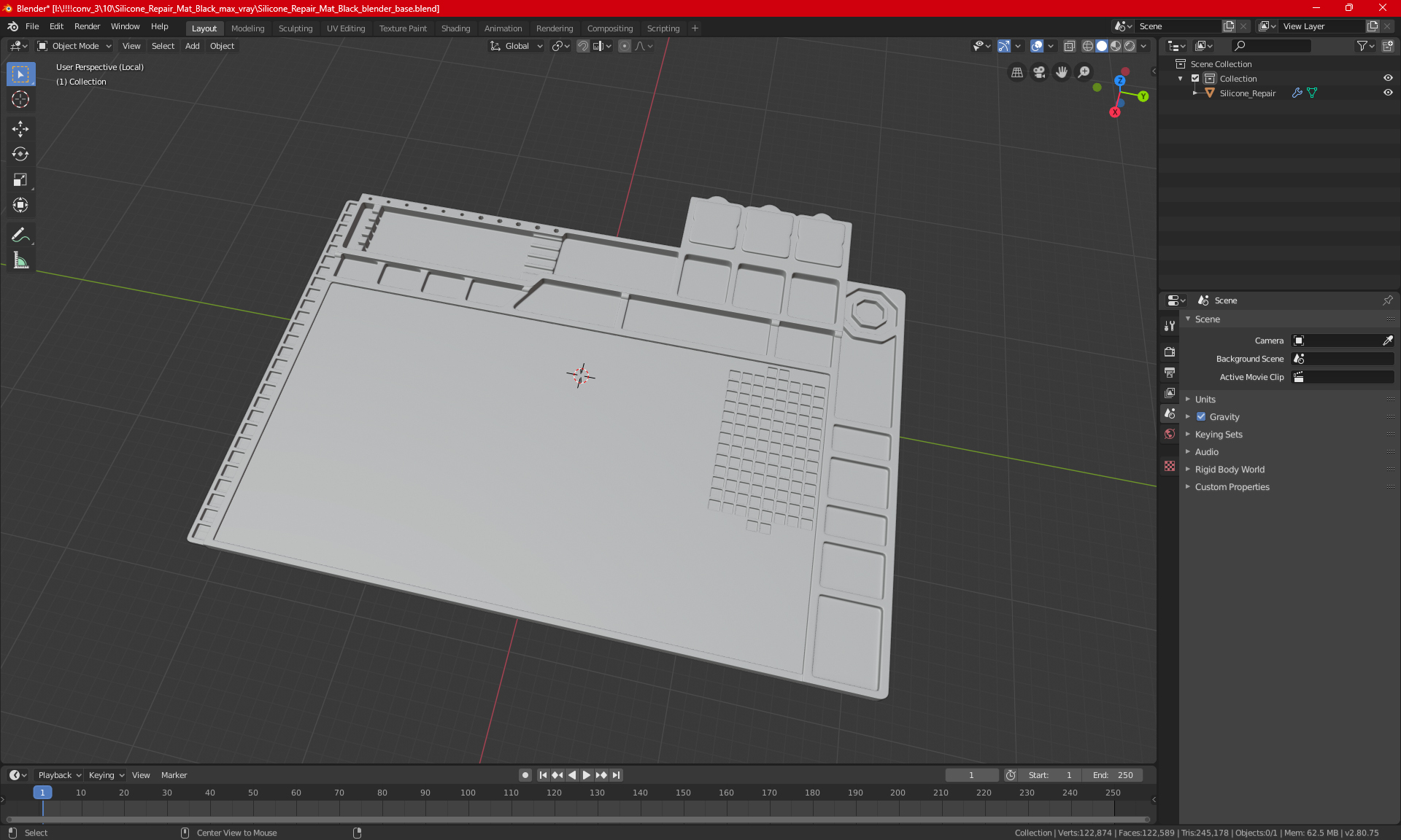 Silicone Repair Mat Blue 3D model