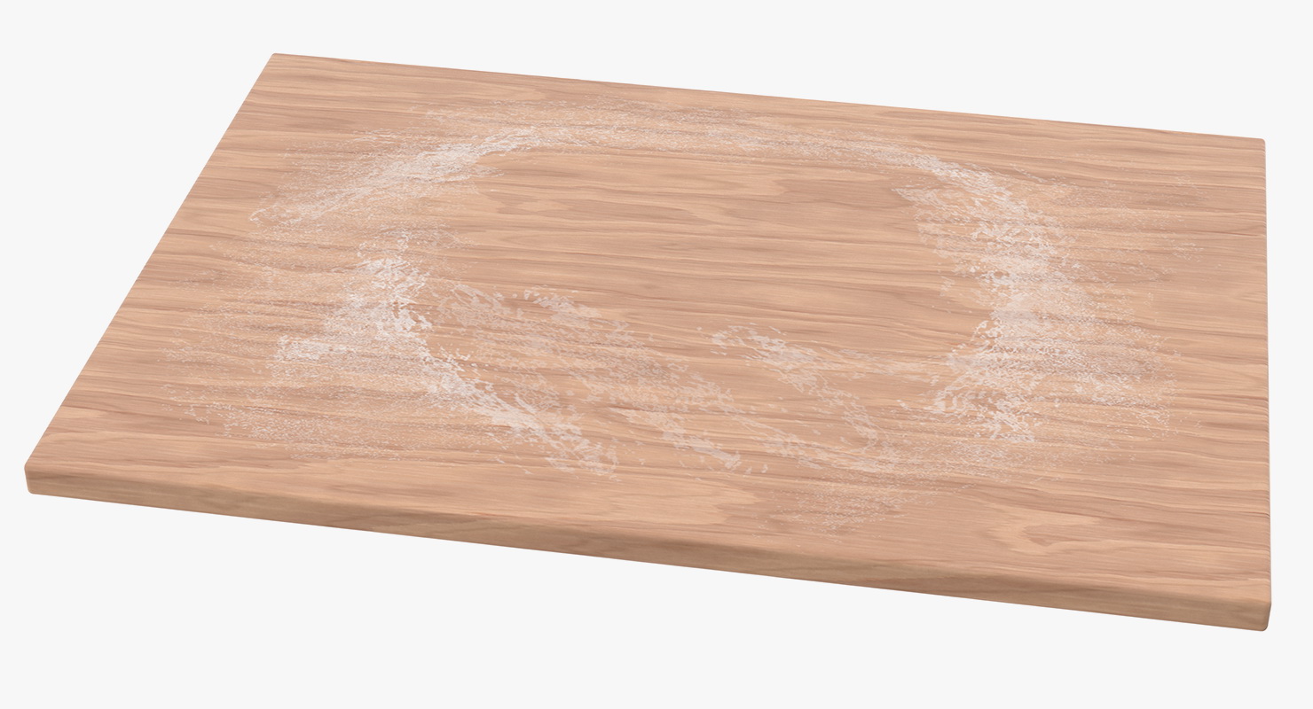 3D Flat Bread Pizza Dough on Board