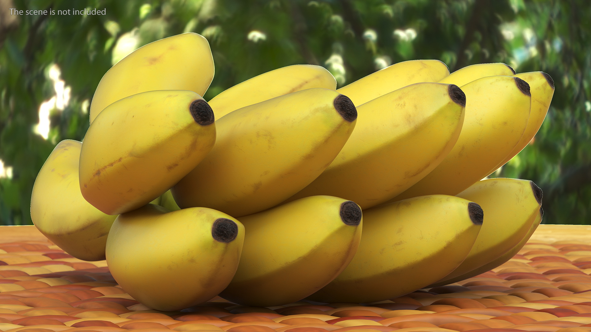 3D Old Ripe Banana Bunch