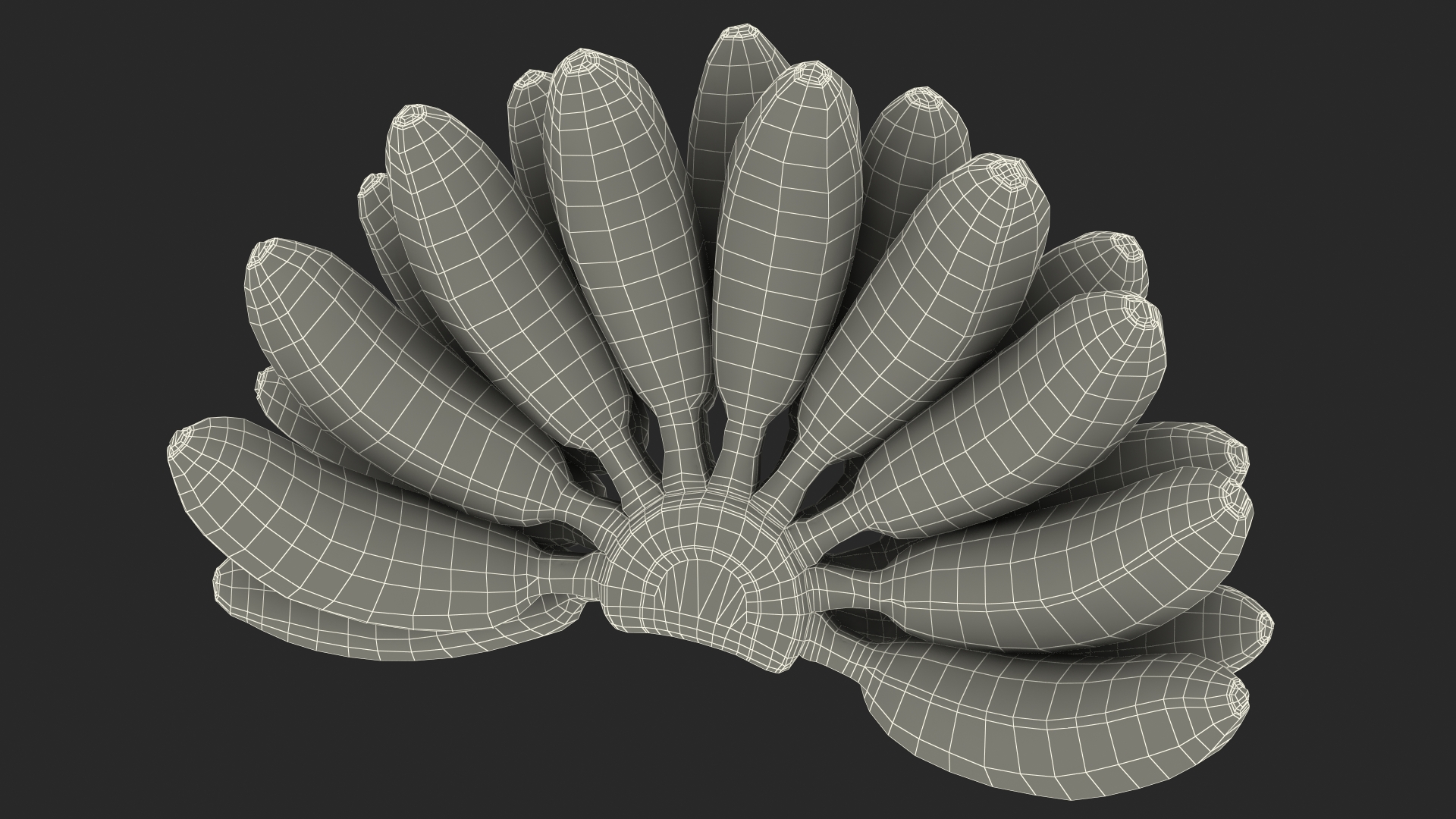 3D Old Ripe Banana Bunch
