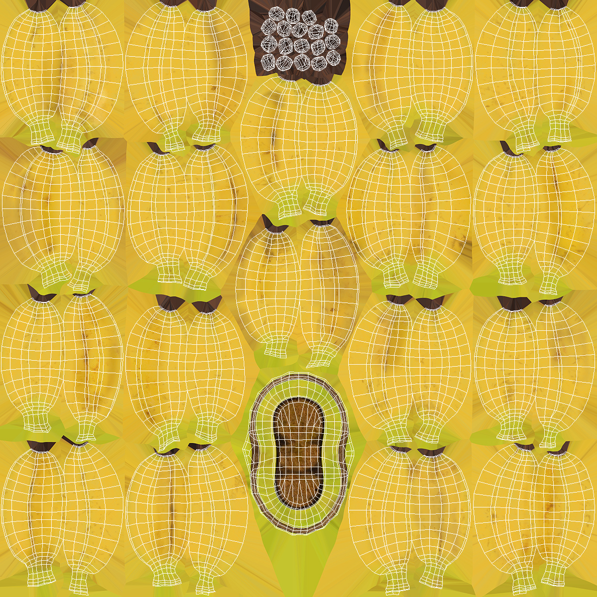 3D Old Ripe Banana Bunch