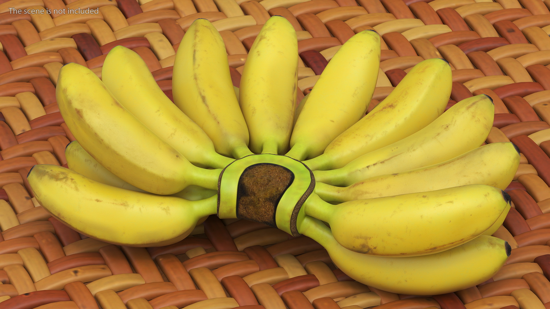 3D Old Ripe Banana Bunch