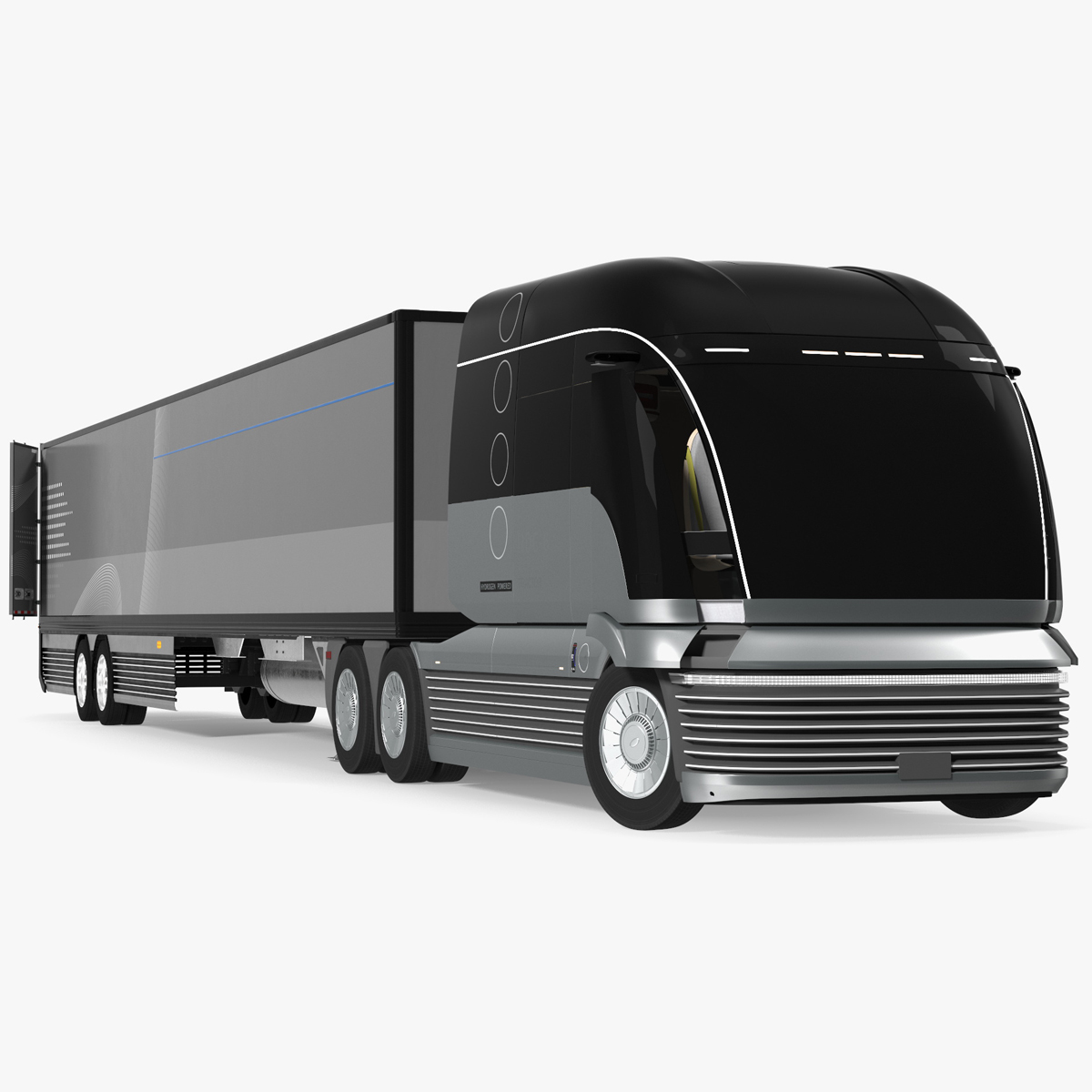 3D model Futuristic Semi Truck with Trailer Rigged for Cinema 4D