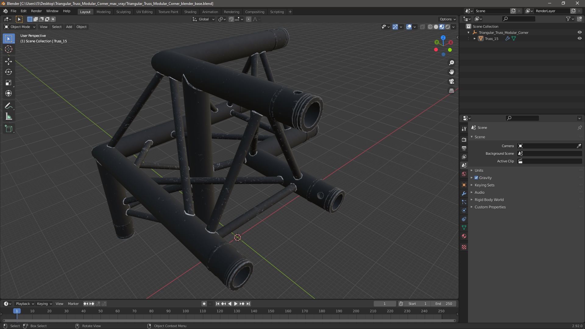 3D Triangular Truss Modular Corner