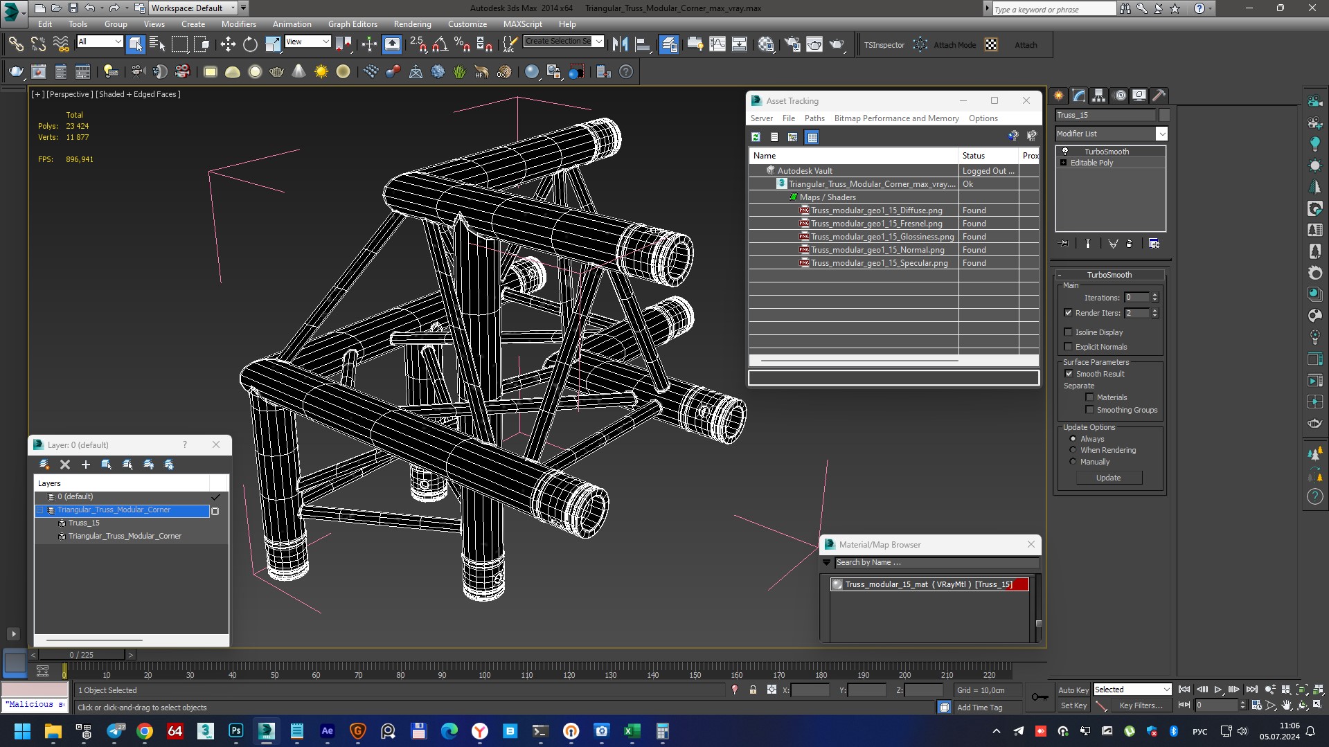 3D Triangular Truss Modular Corner