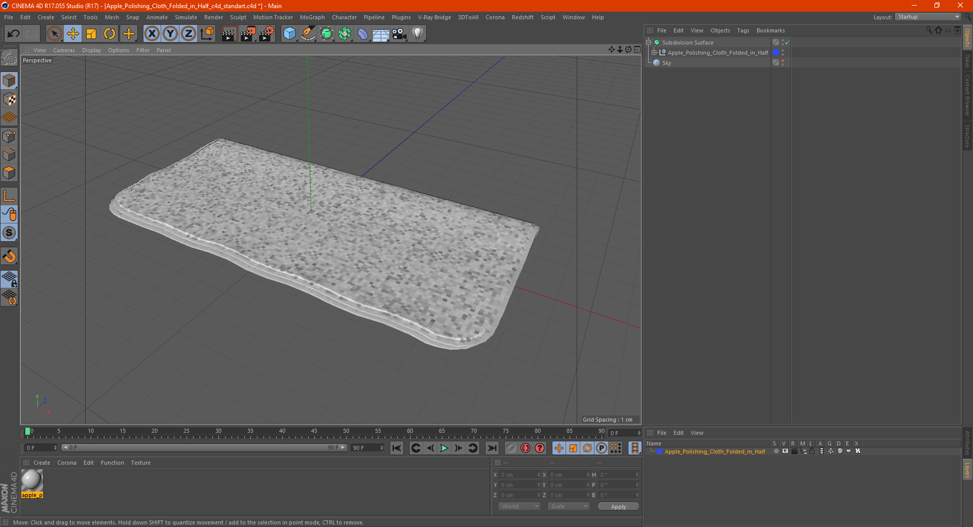 3D Apple Polishing Cloth Folded in Half