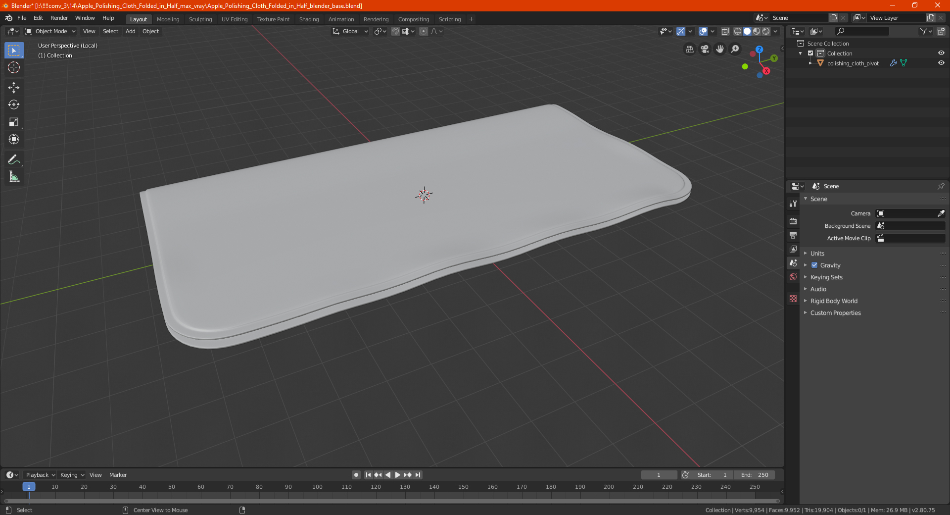 3D Apple Polishing Cloth Folded in Half