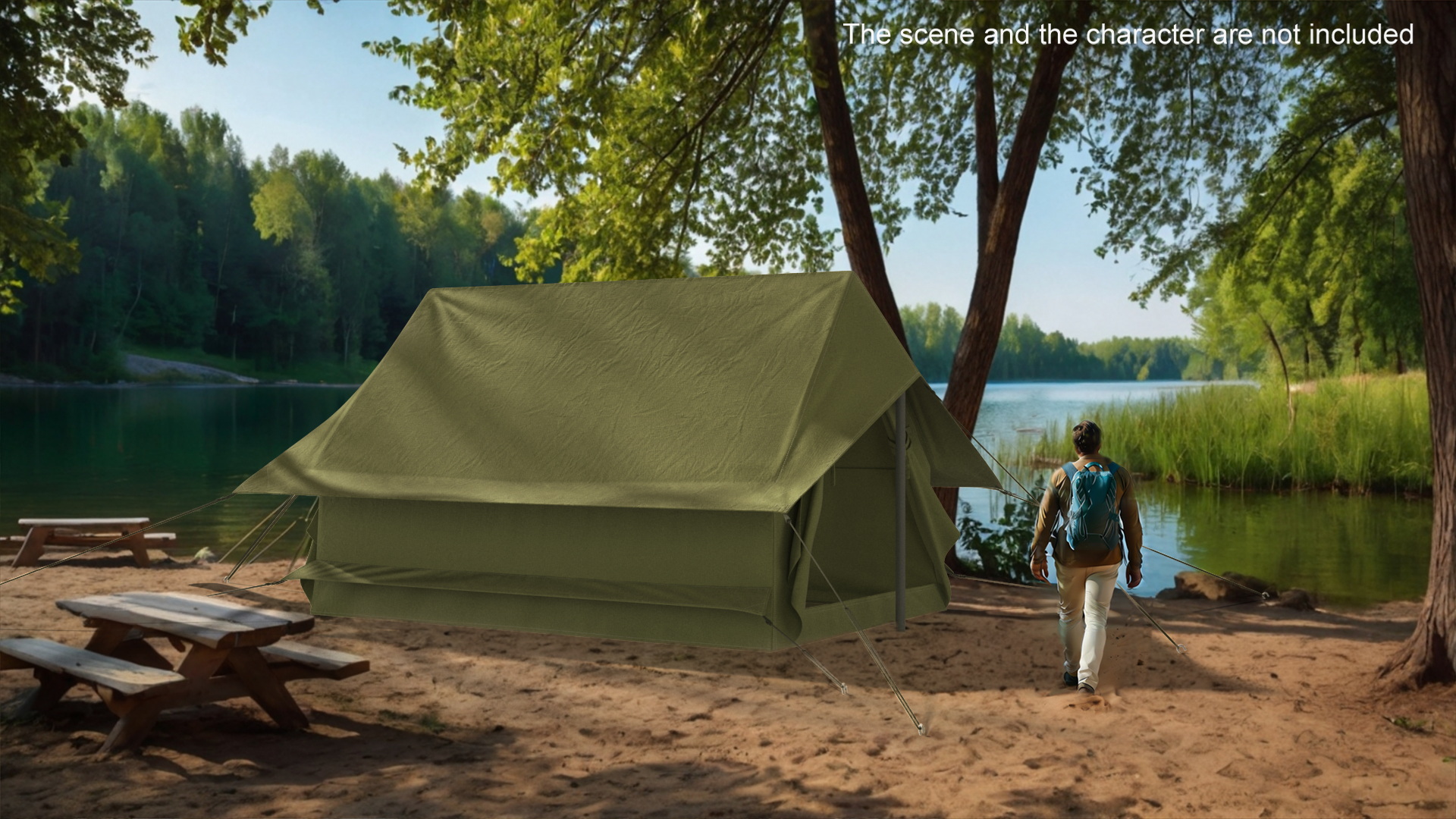 3D Vintage Woods Canvas Tent Green