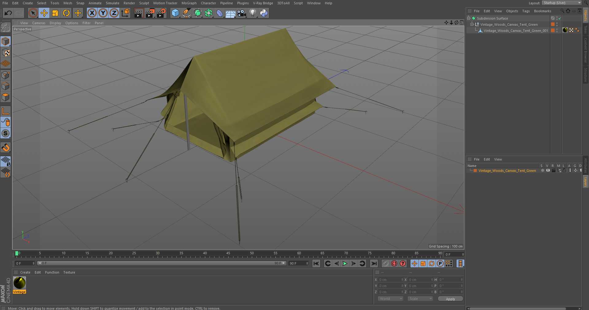 3D Vintage Woods Canvas Tent Green