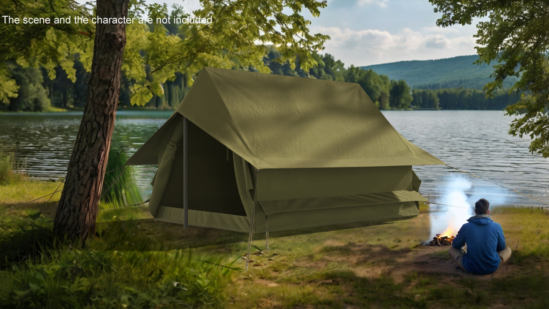3D Vintage Woods Canvas Tent Green