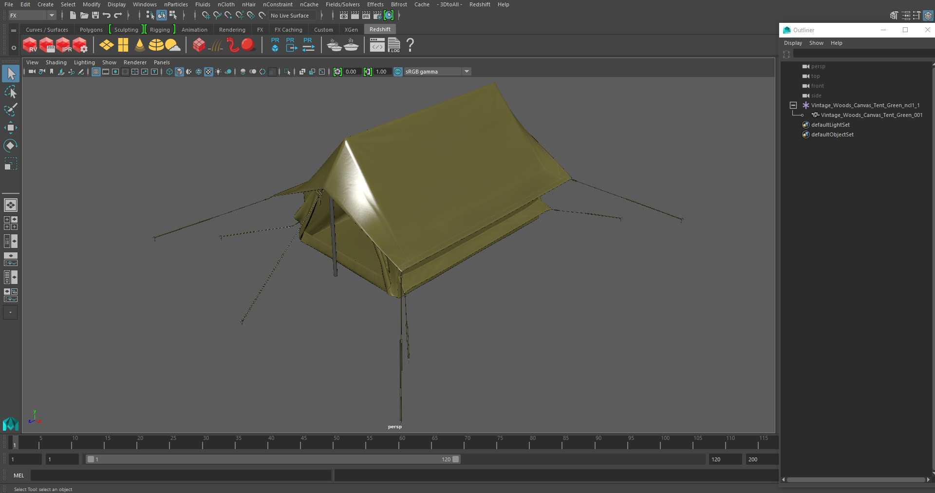 3D Vintage Woods Canvas Tent Green