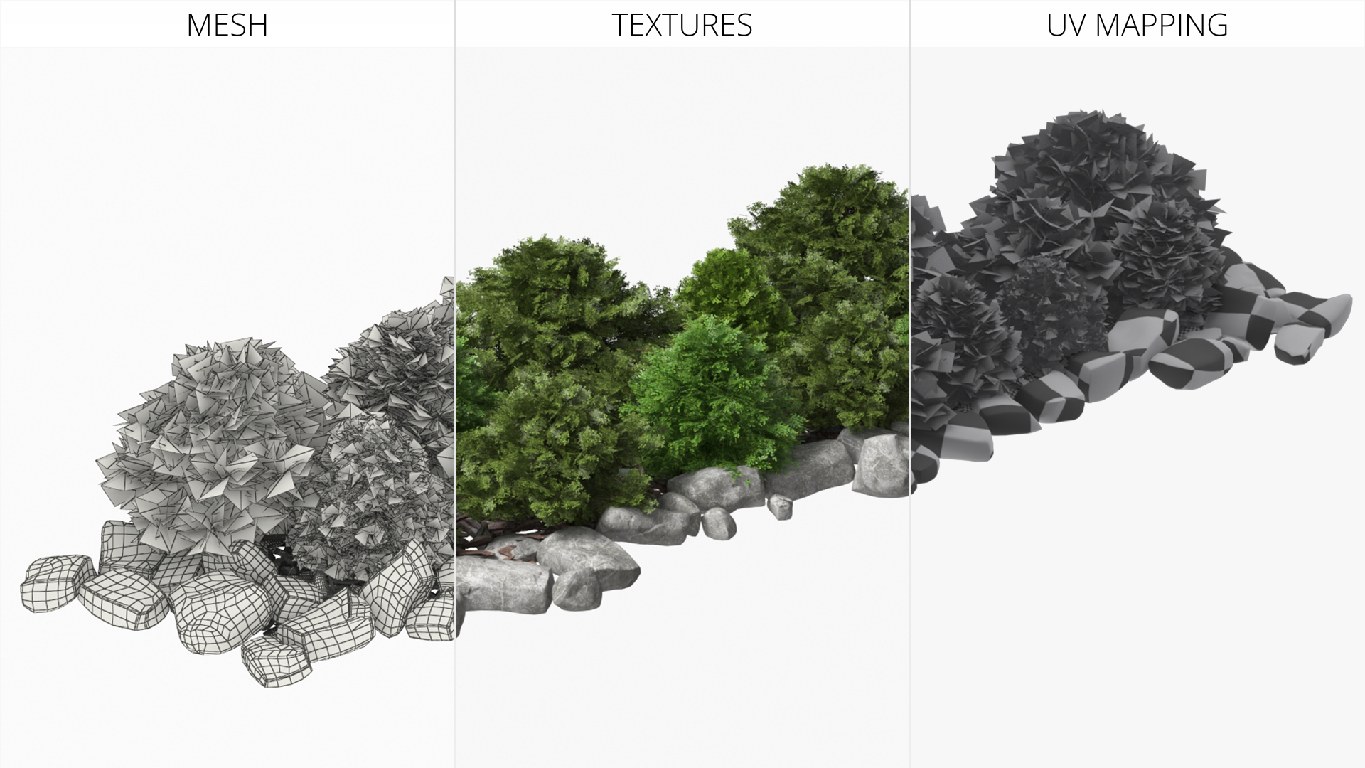 Landscape Shrub Border with Stones Green Gray - view 8