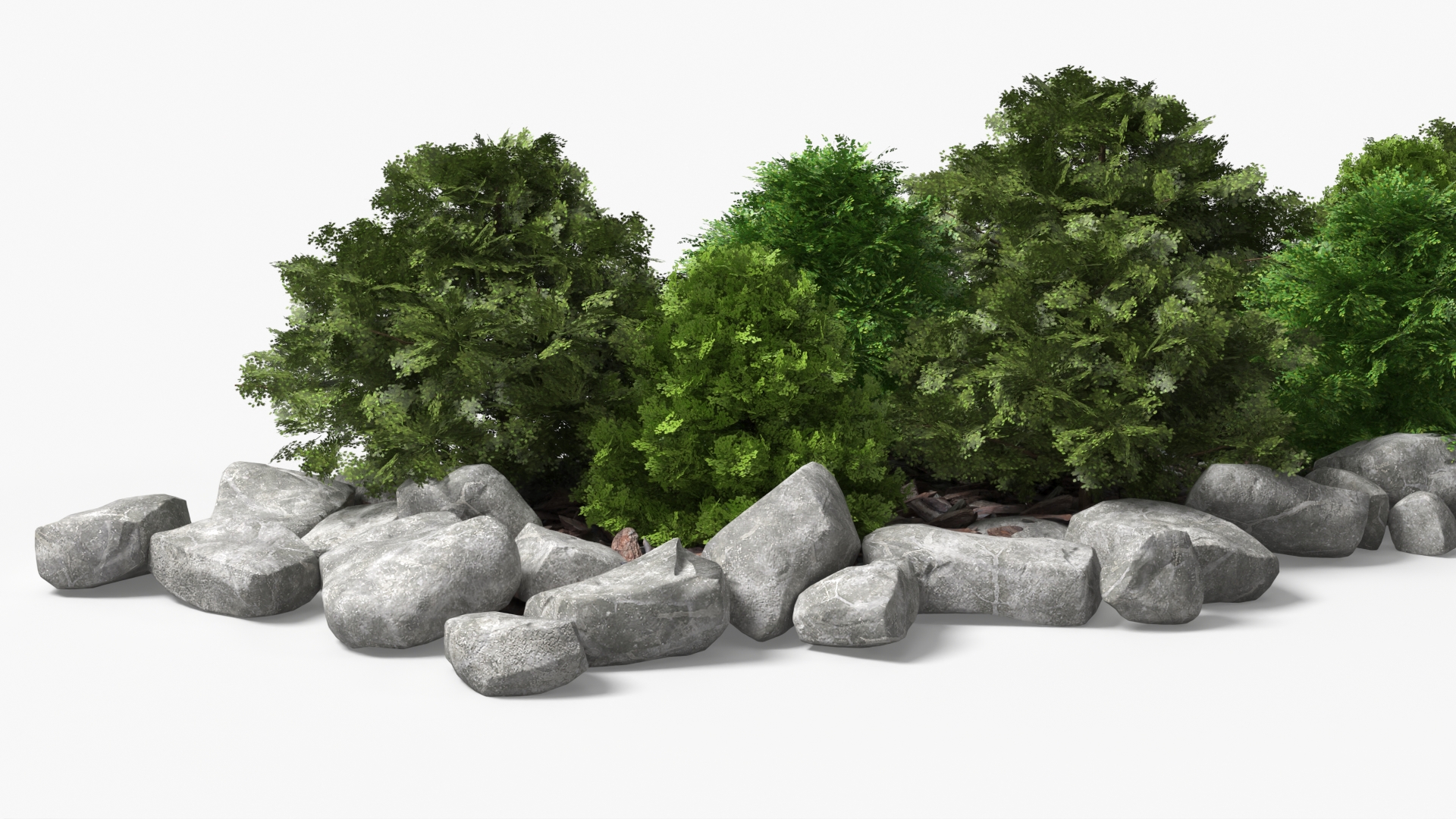 Landscape Shrub Border with Stones Green Gray - view 5