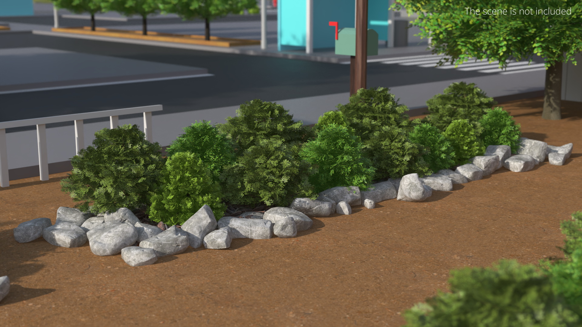 Landscape Shrub Border with Stones Green Gray - view 3