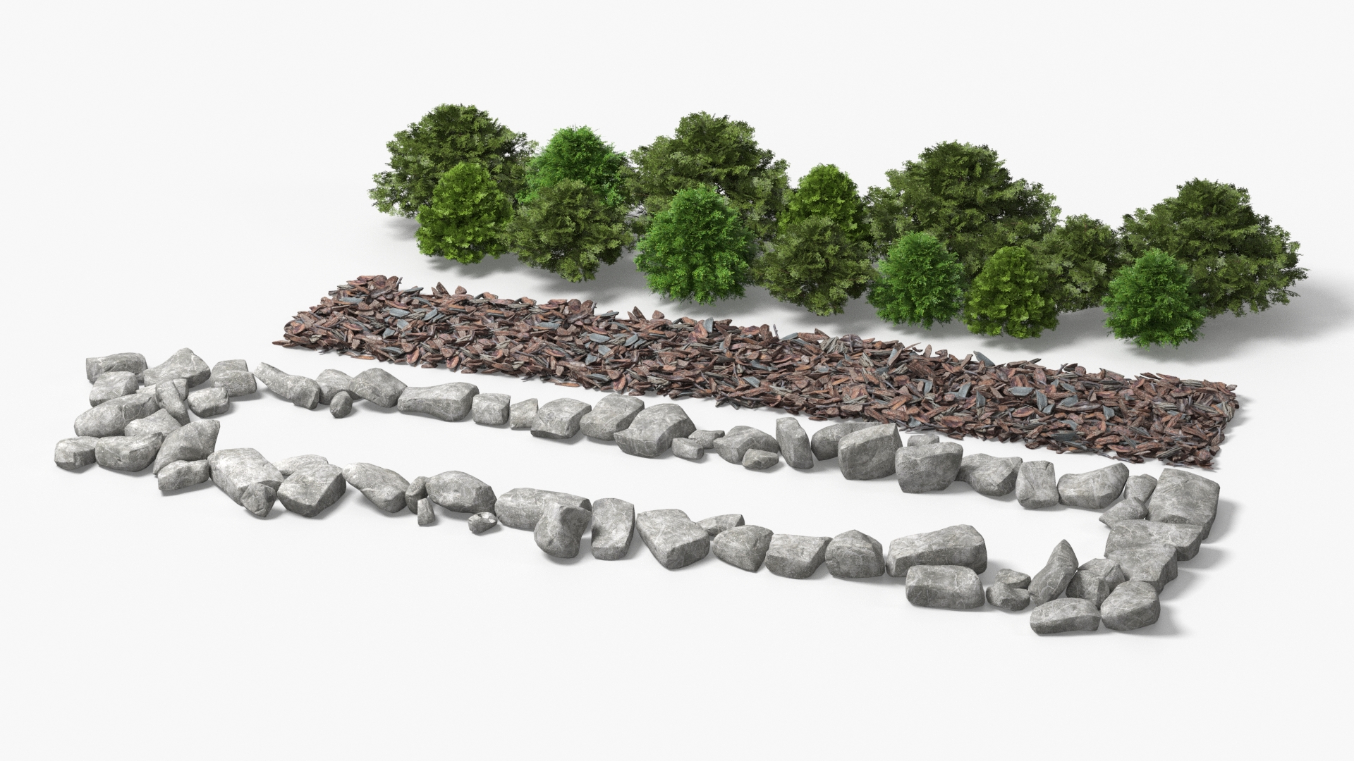 Landscape Shrub Border with Stones Green Gray - view 7