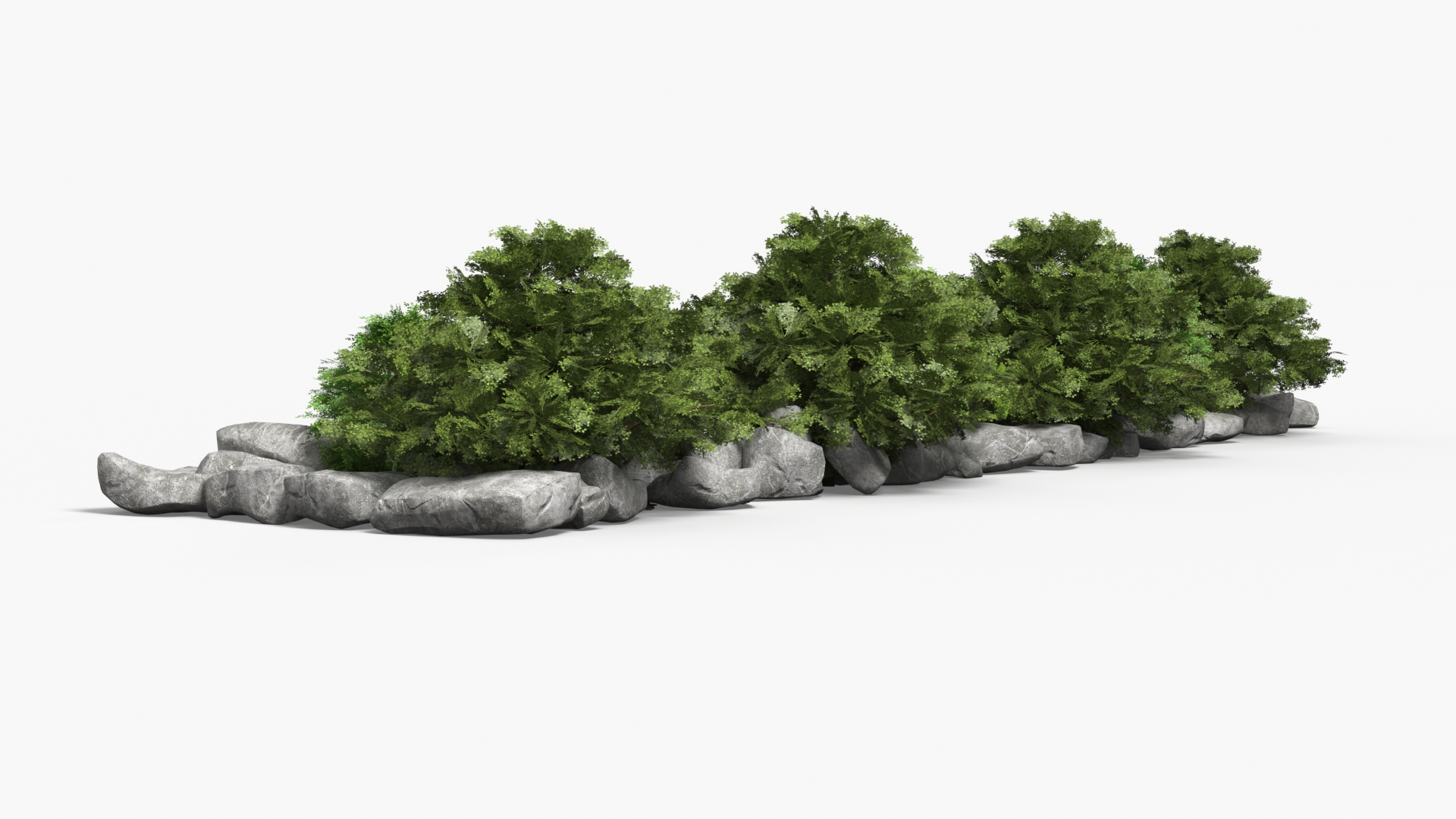 Landscape Shrub Border with Stones Green Gray - view 4
