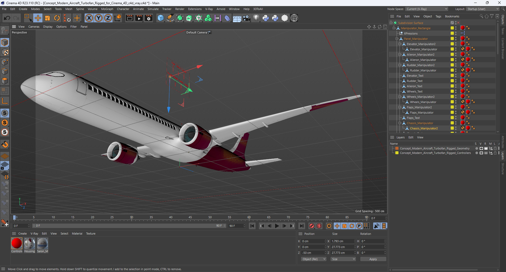 3D Concept Modern Aircraft Turbofan Rigged for Cinema 4D model