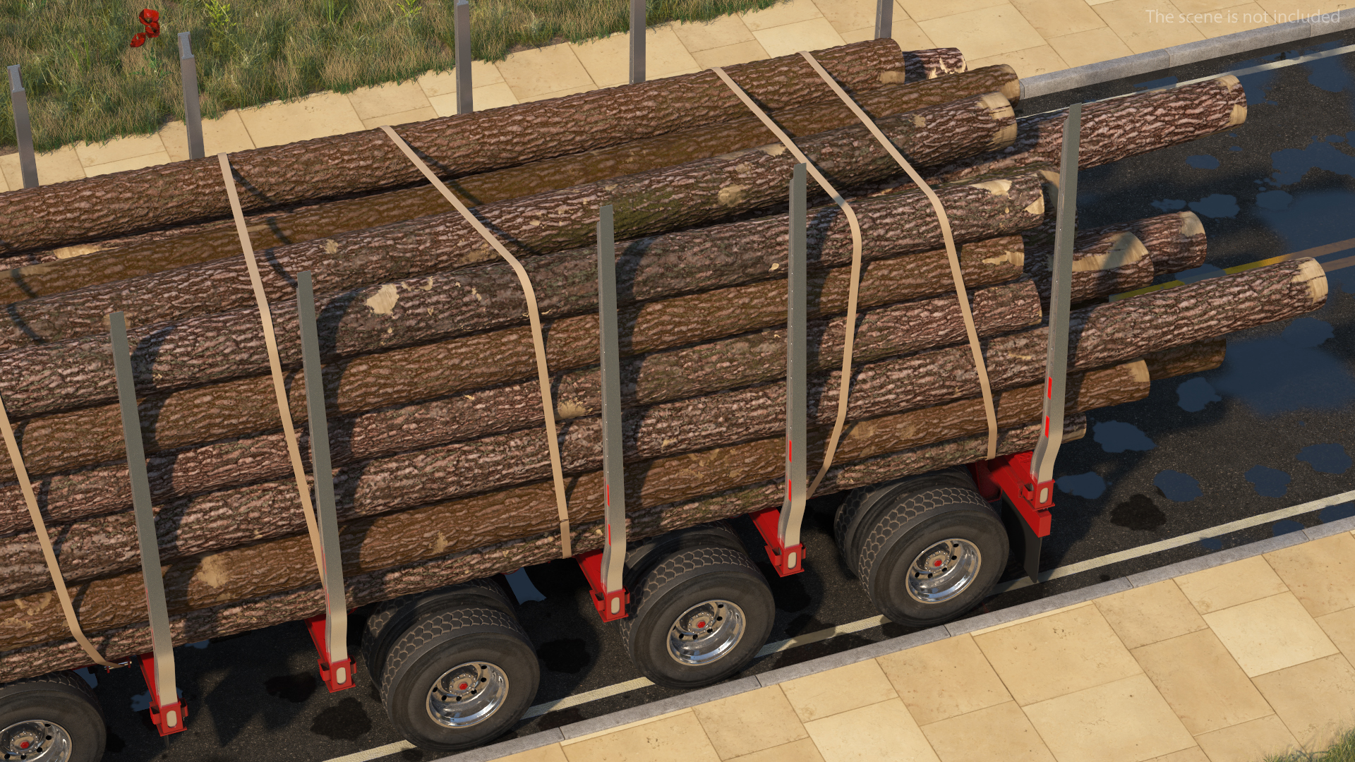 Freightliner Truck with Logging Trailer 3D model