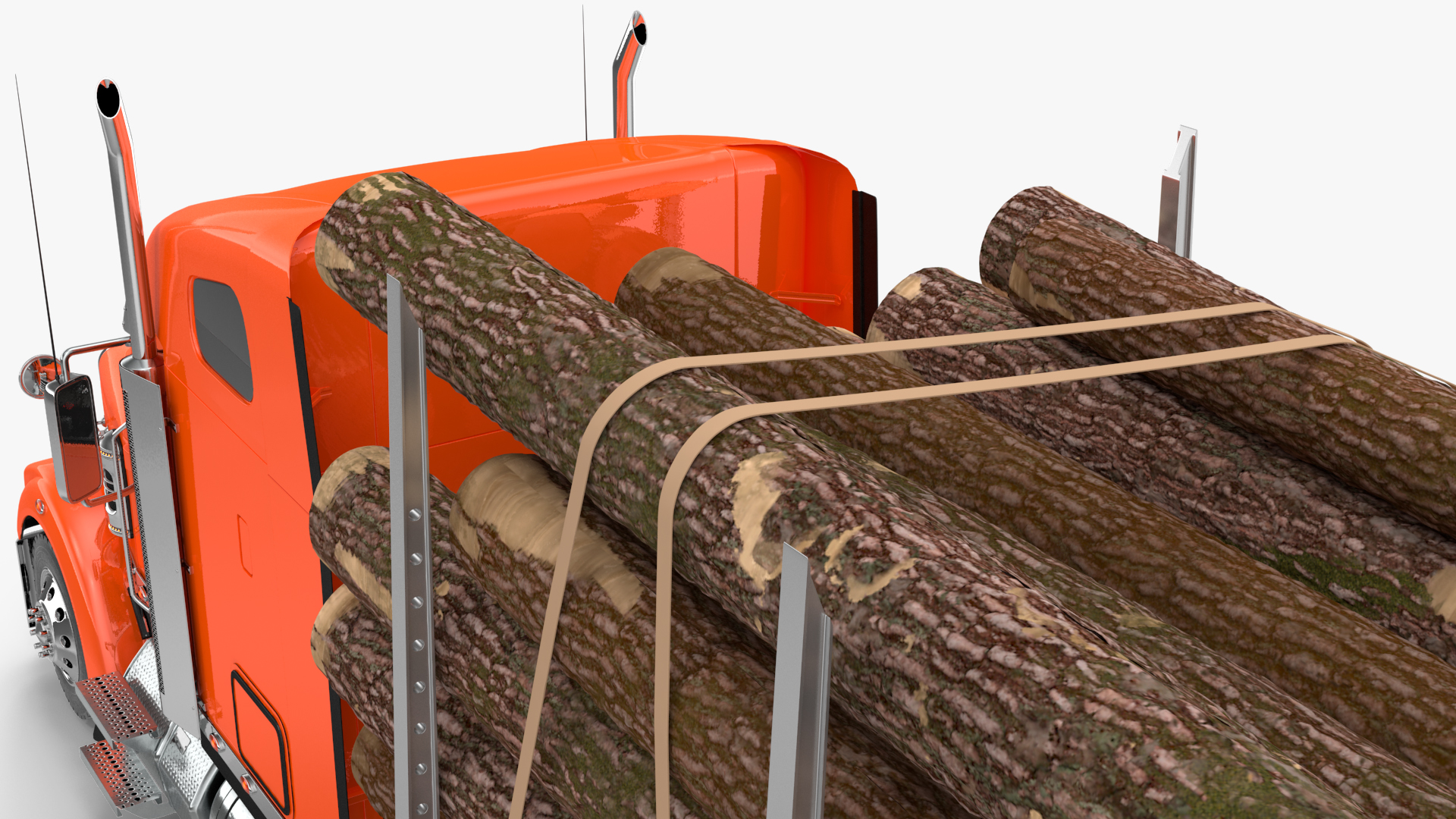 Freightliner Truck with Logging Trailer 3D model
