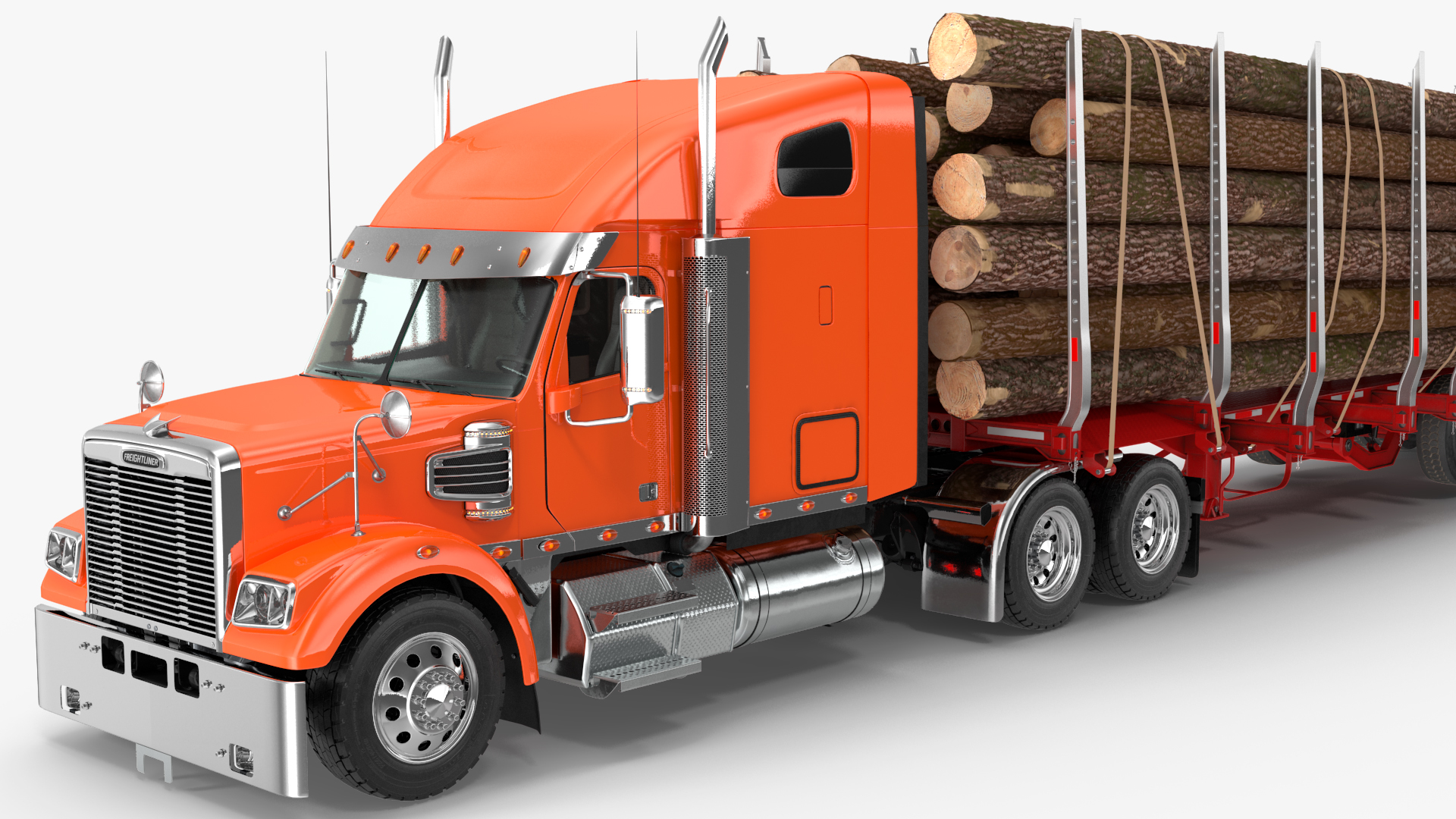 Freightliner Truck with Logging Trailer 3D model