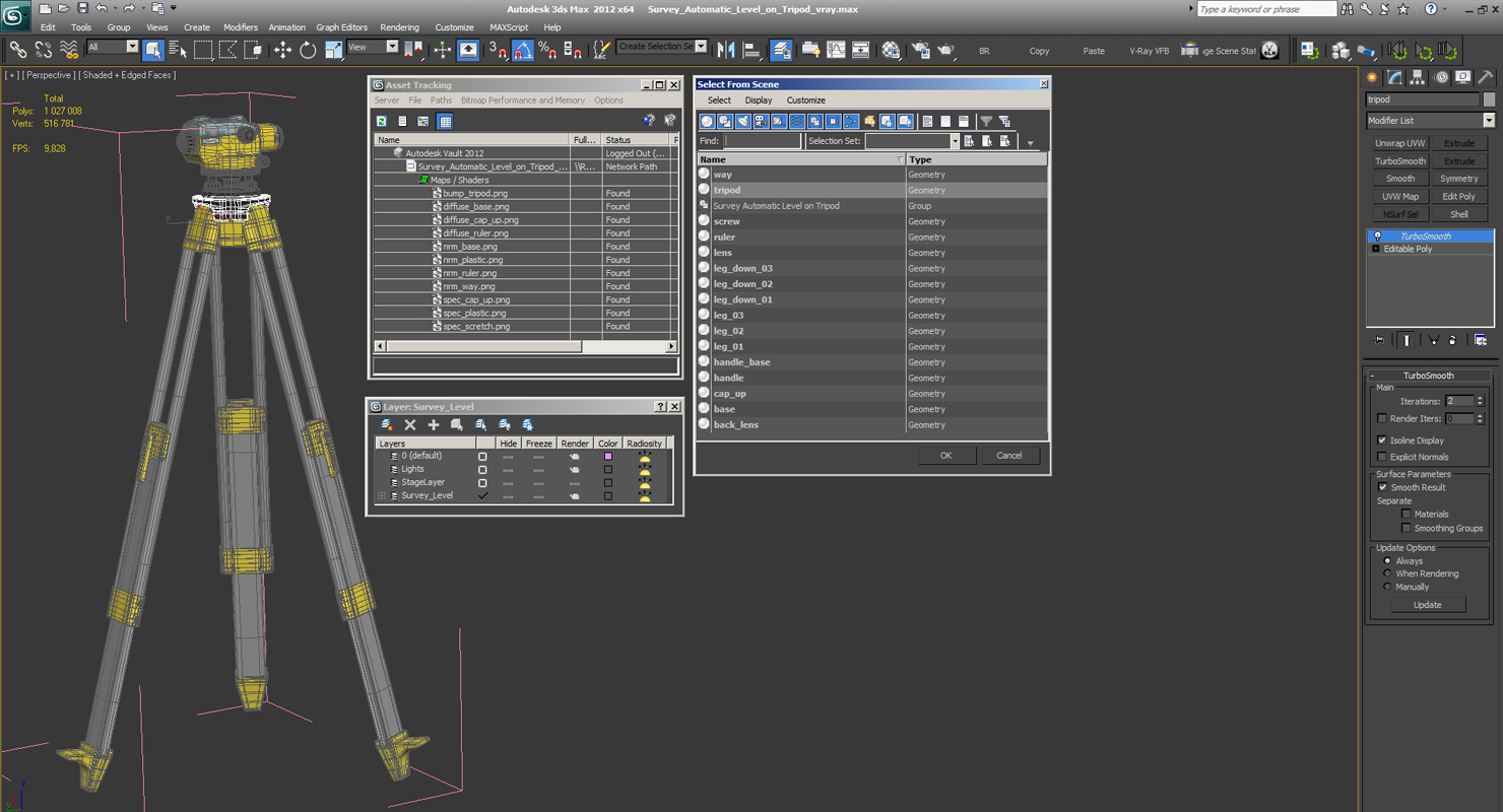 Survey Automatic Level on Tripod 3D