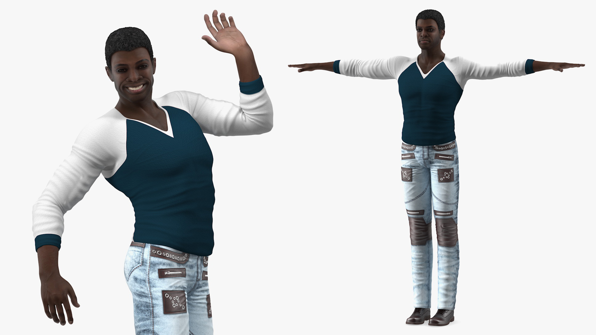 3D Afro American Man in City Style Rigged model