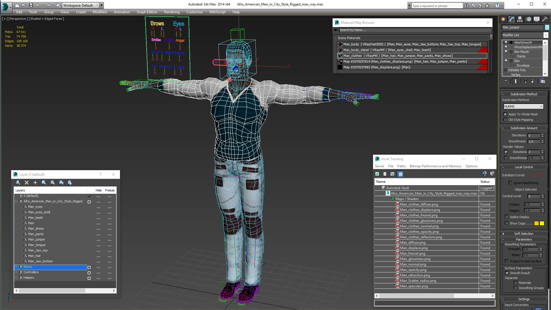 3D Afro American Man in City Style Rigged model