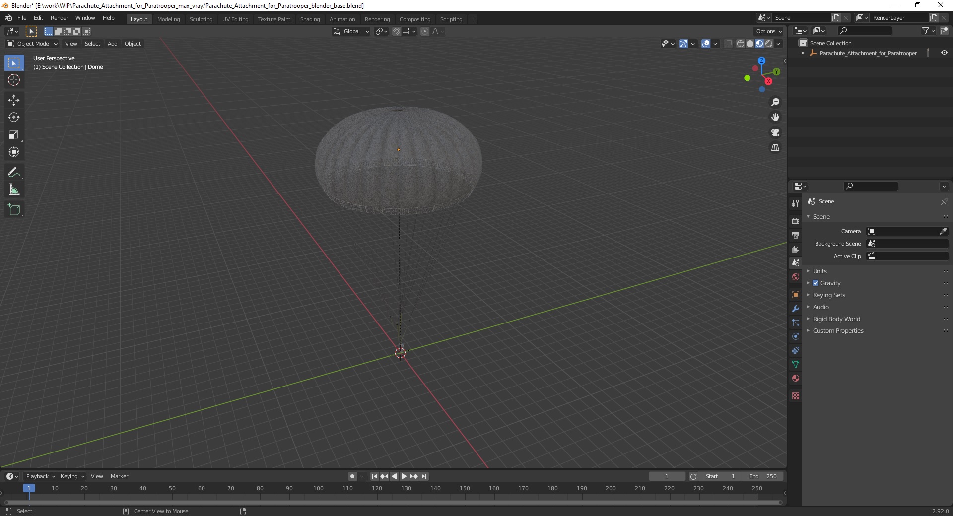3D Parachute Attachment for Paratrooper