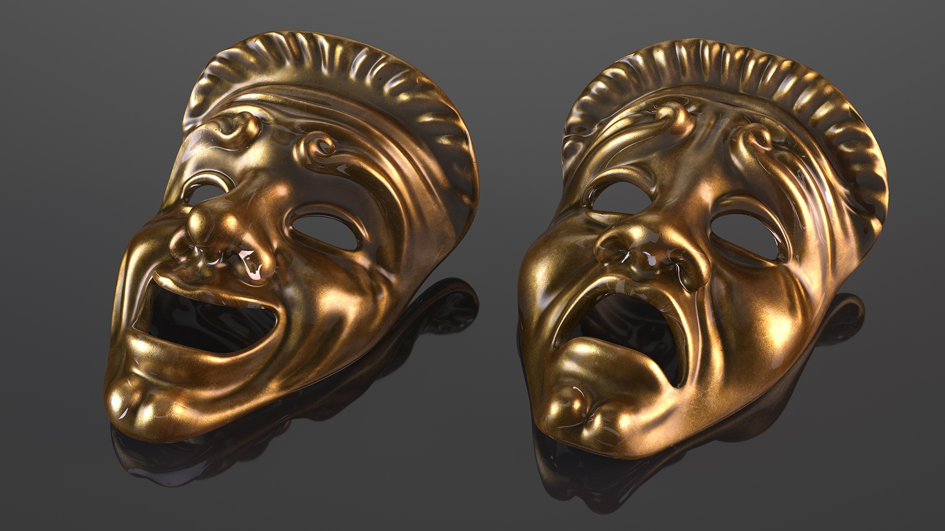 Comedy and Tragedy Masks 3D model