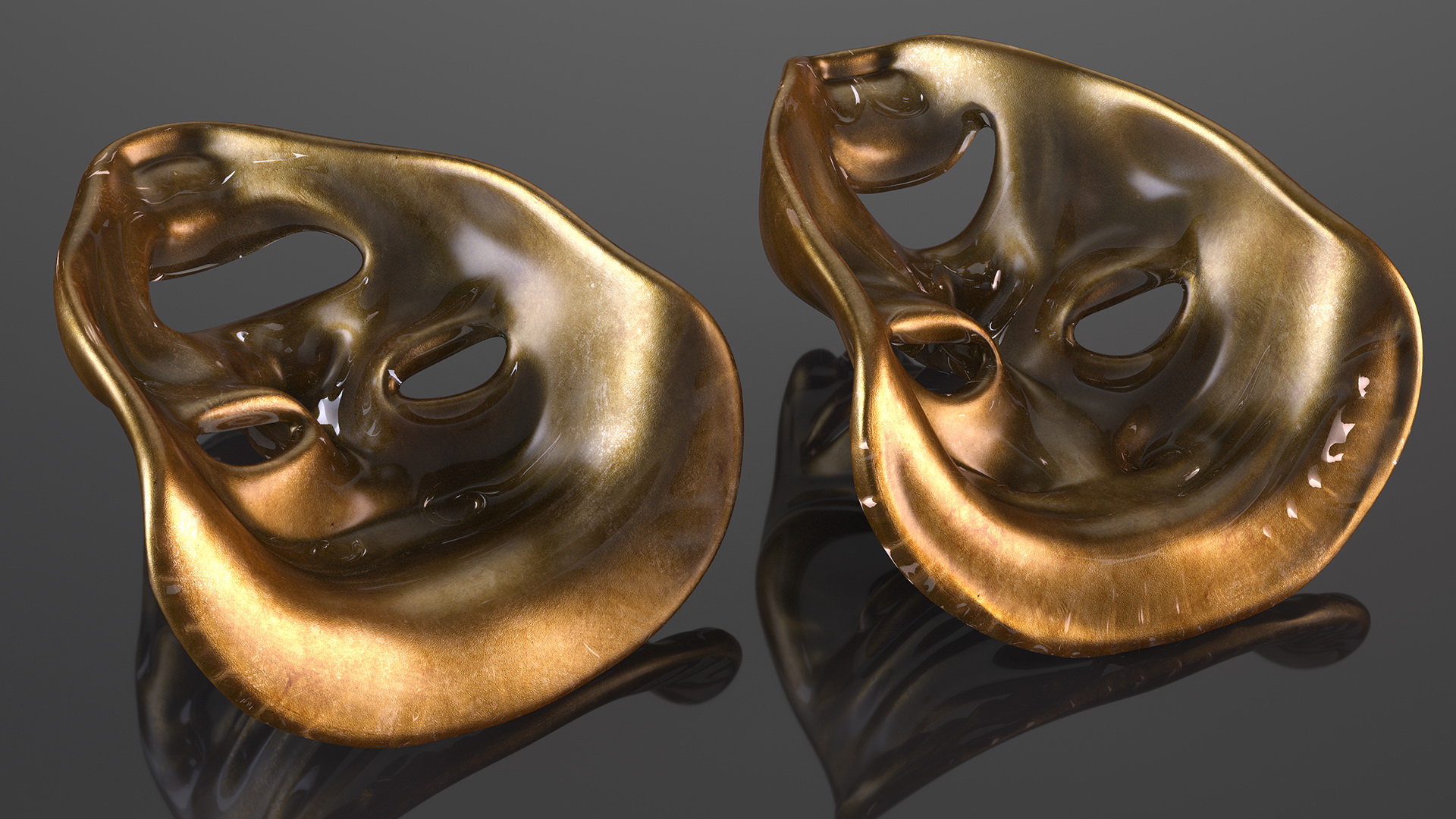 Comedy and Tragedy Masks 3D model