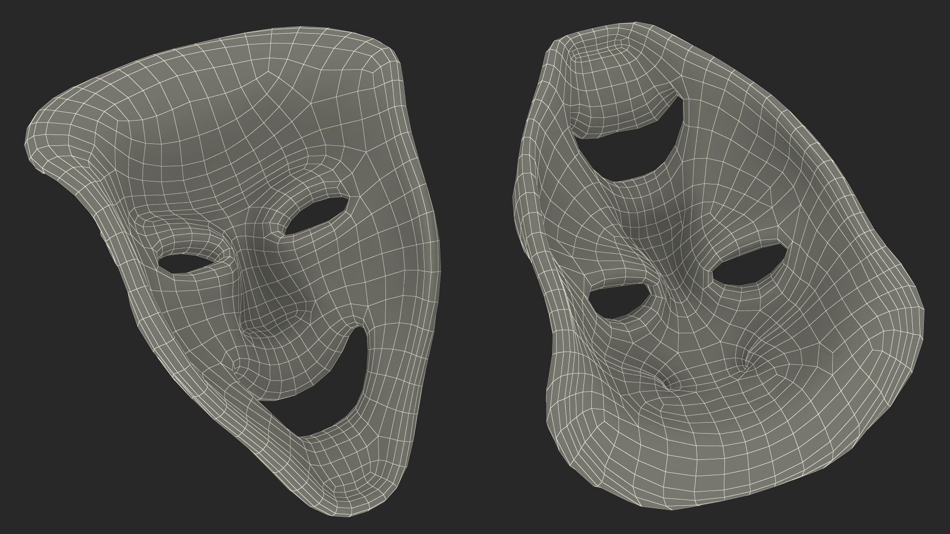 Comedy and Tragedy Masks 3D model