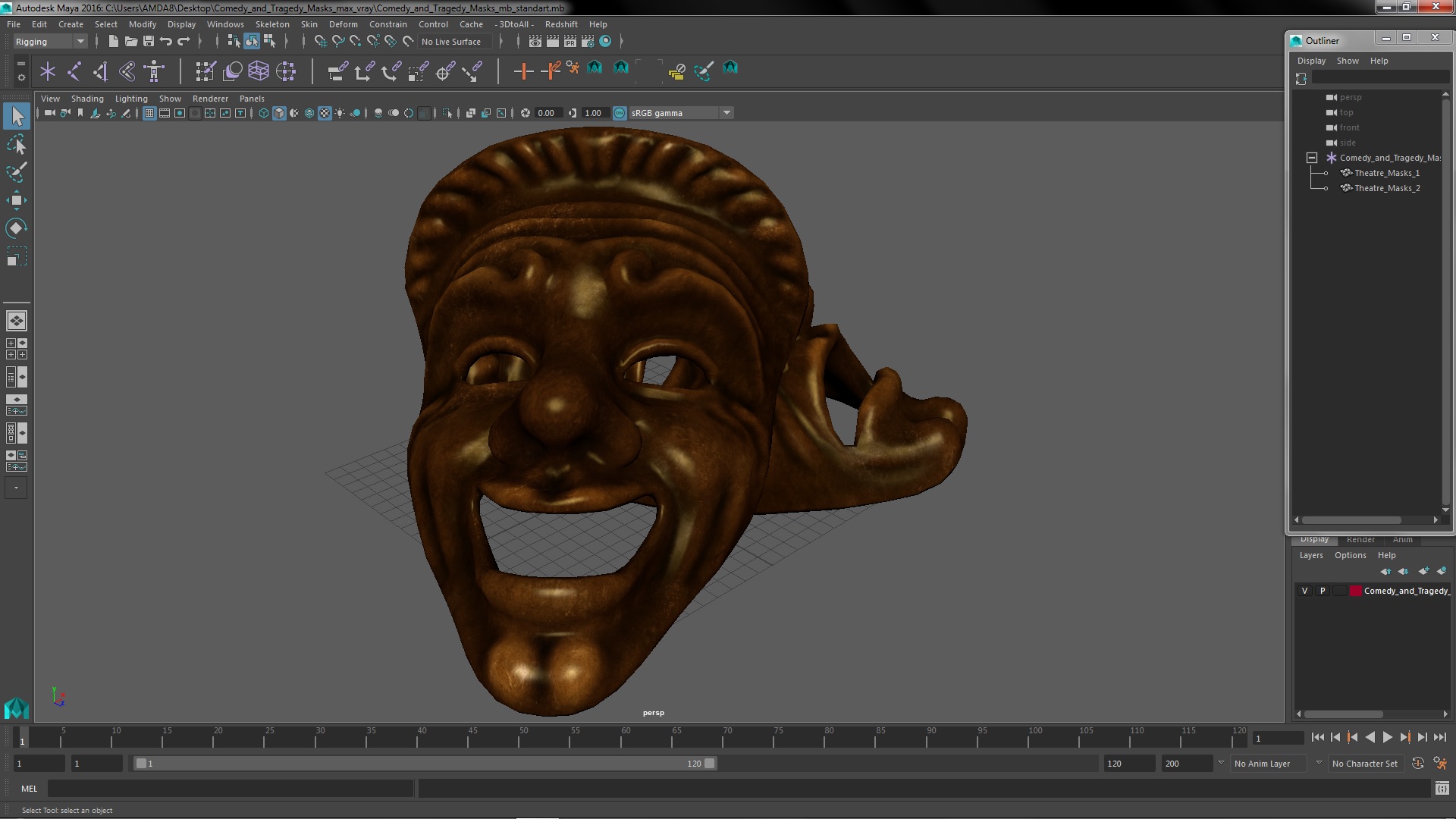 Comedy and Tragedy Masks 3D model