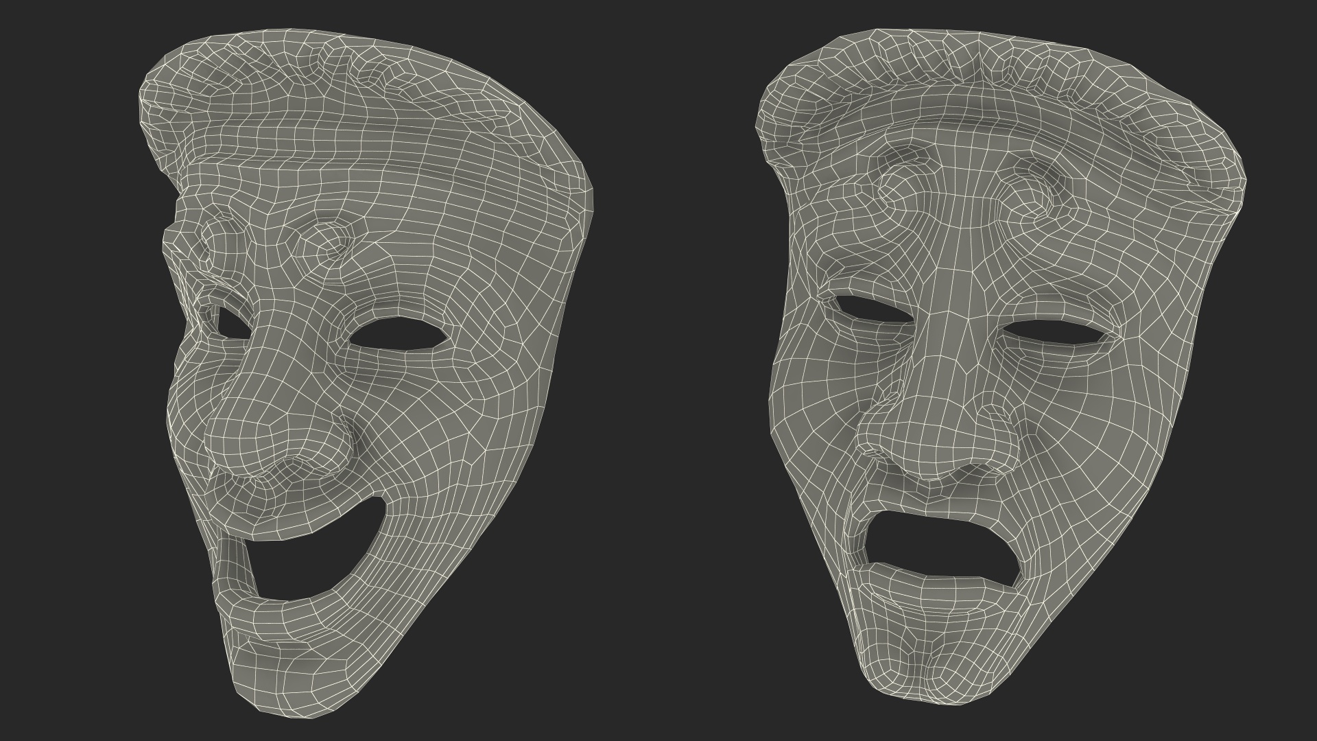 Comedy and Tragedy Masks 3D model