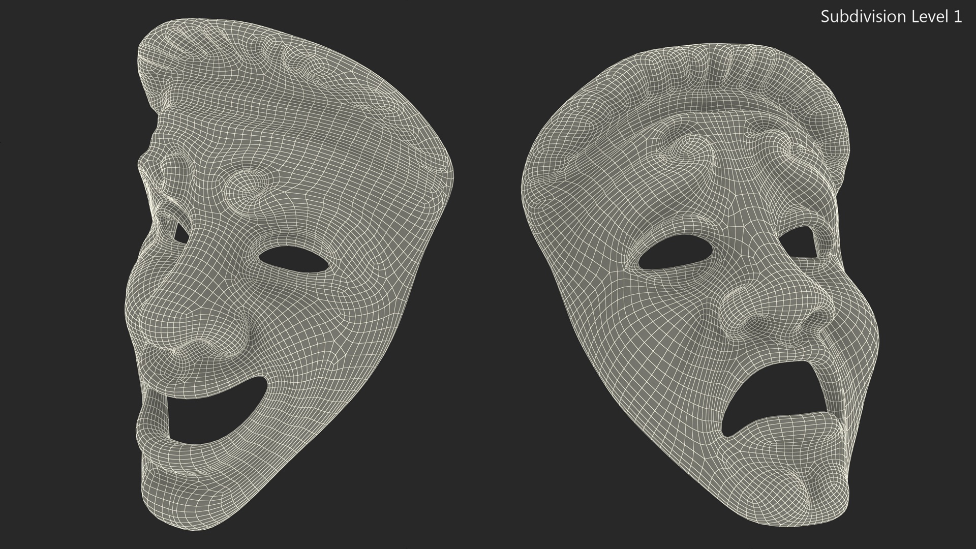 Comedy and Tragedy Masks 3D model