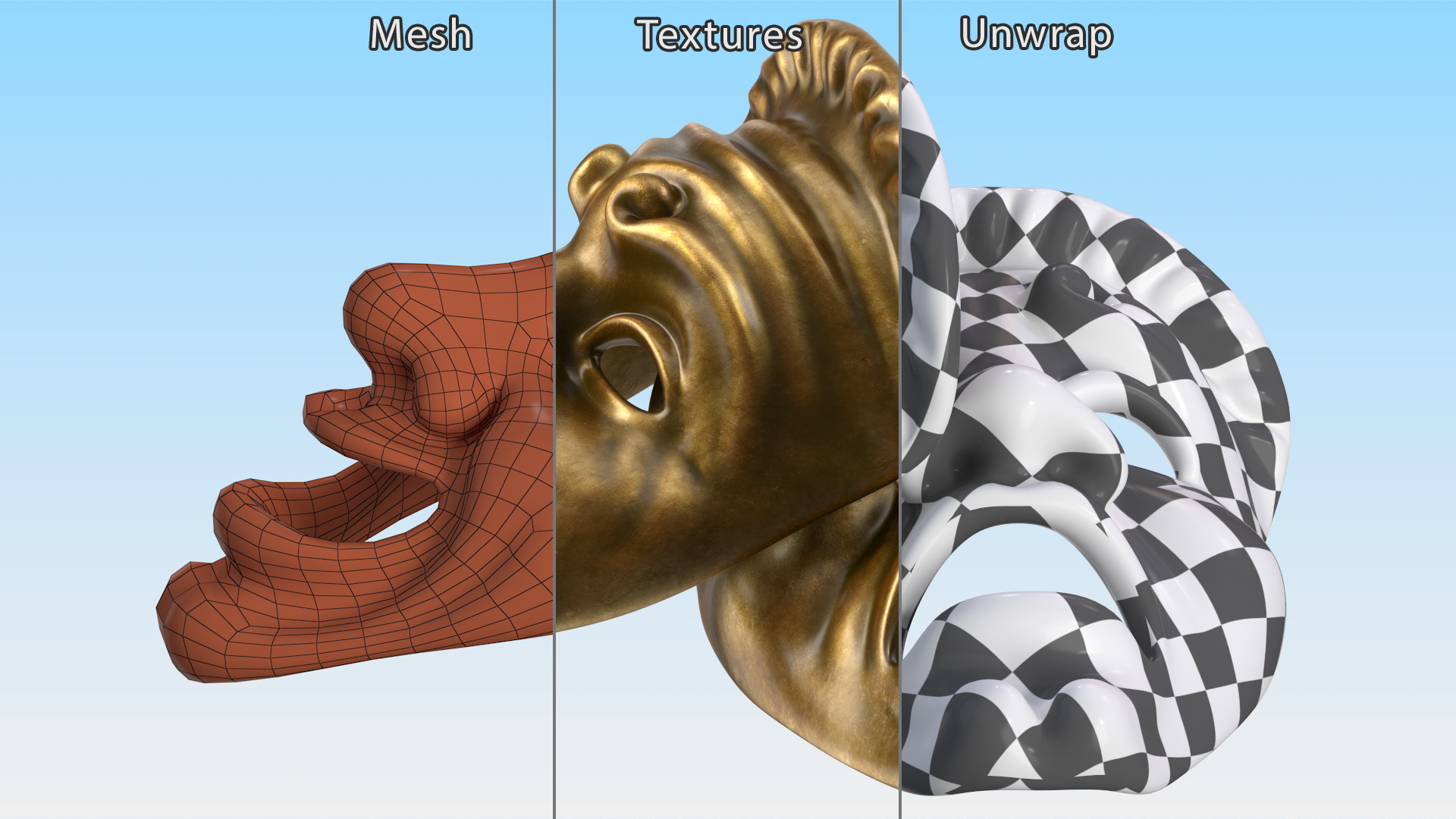 Comedy and Tragedy Masks 3D model