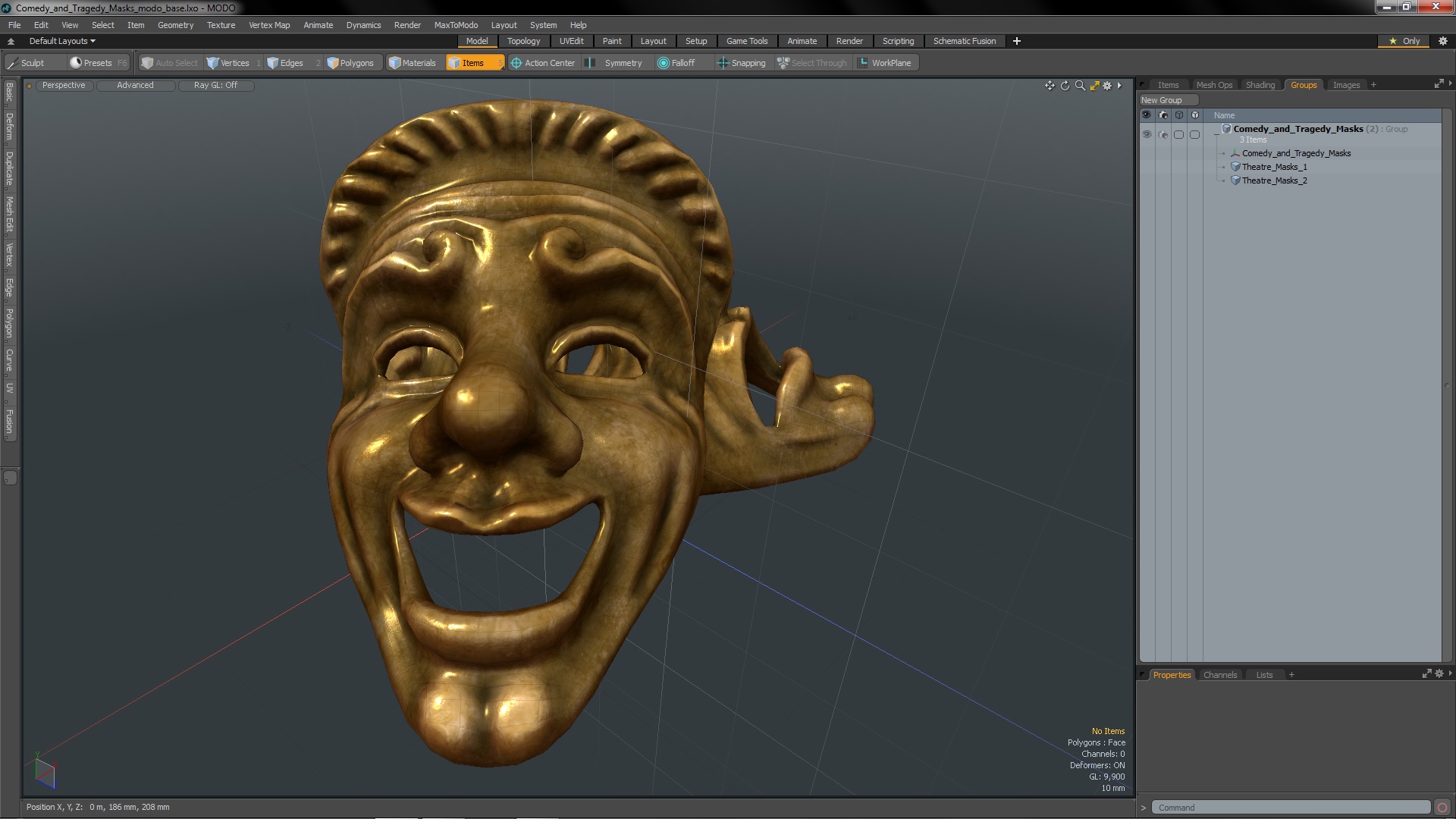Comedy and Tragedy Masks 3D model