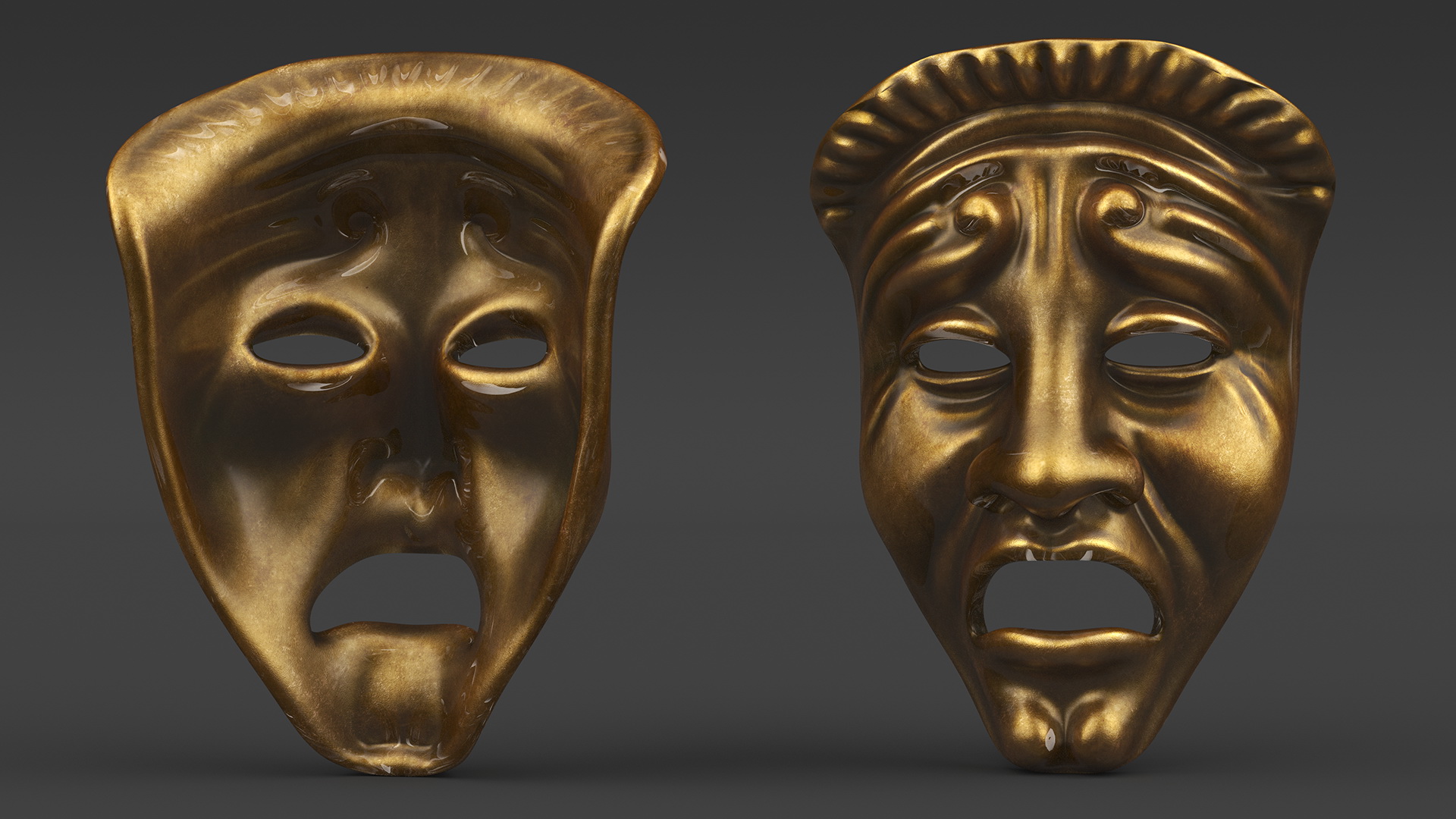 Comedy and Tragedy Masks 3D model