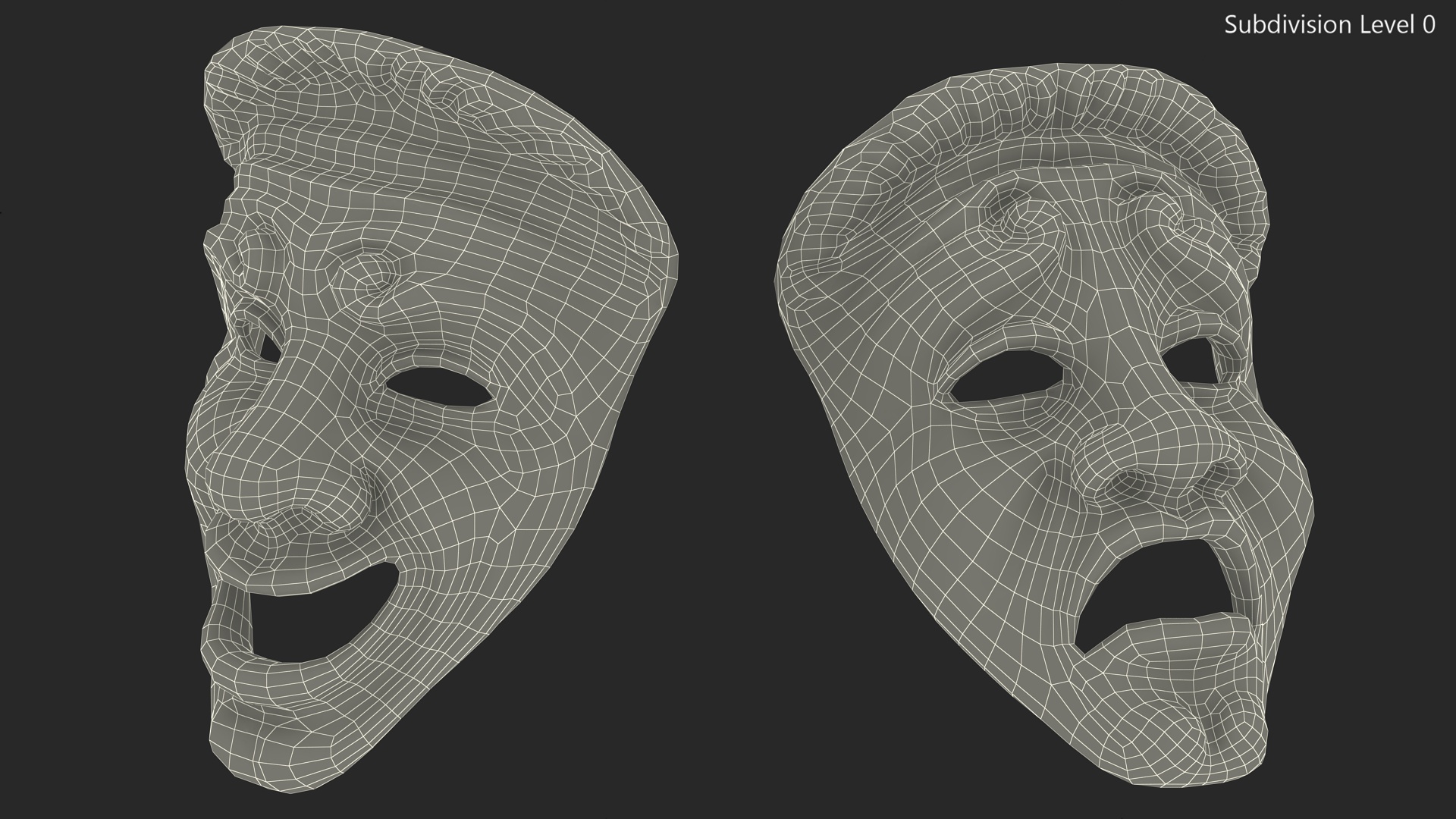 Comedy and Tragedy Masks 3D model
