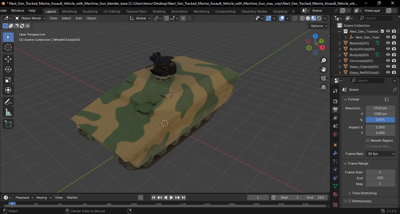 3D Next Gen Tracked Marine Assault Vehicle with Machine Gun