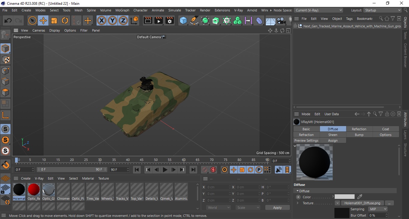 3D Next Gen Tracked Marine Assault Vehicle with Machine Gun