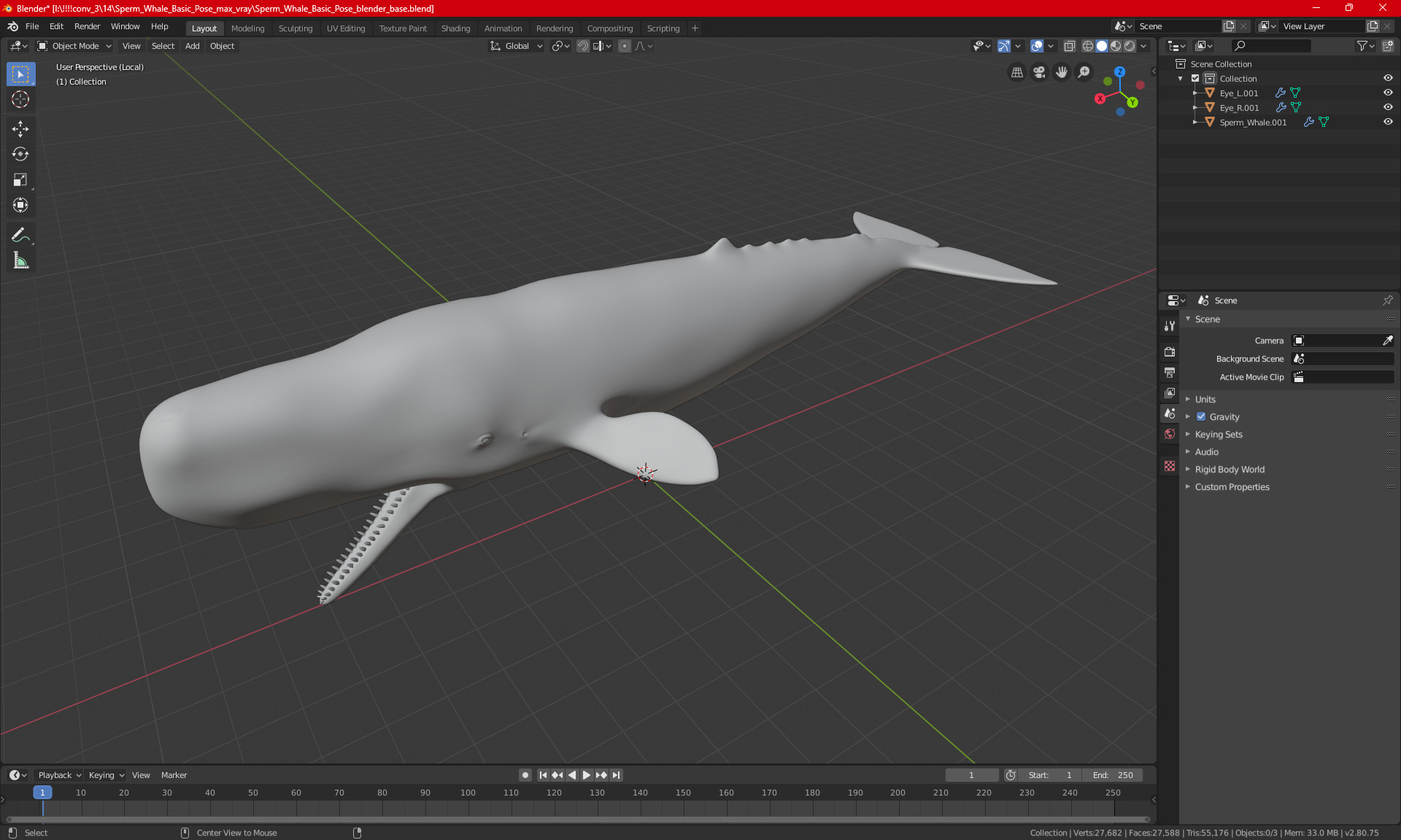 Sperm Whale Basic Pose 3D