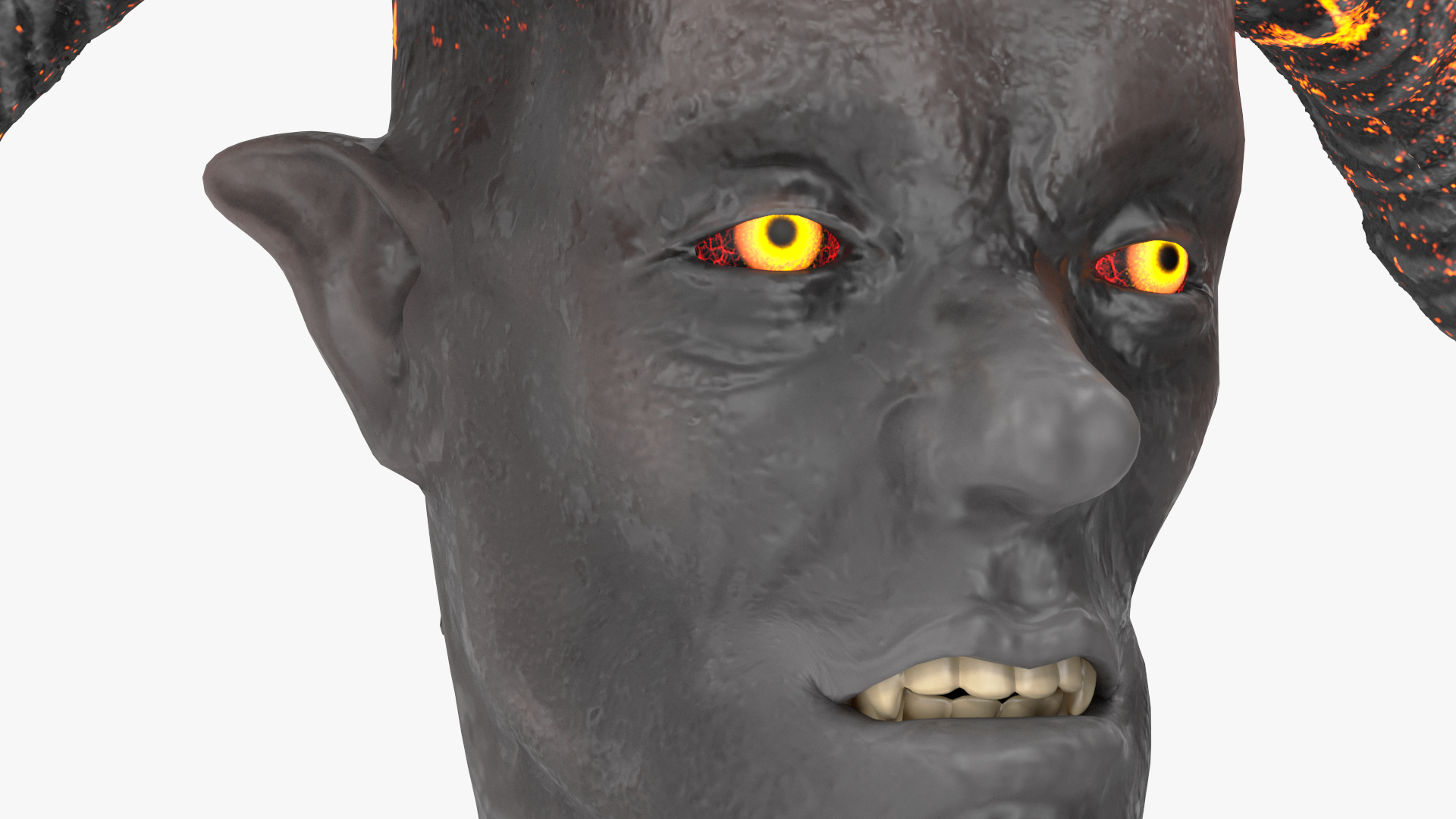 3D Demon Head with Horns